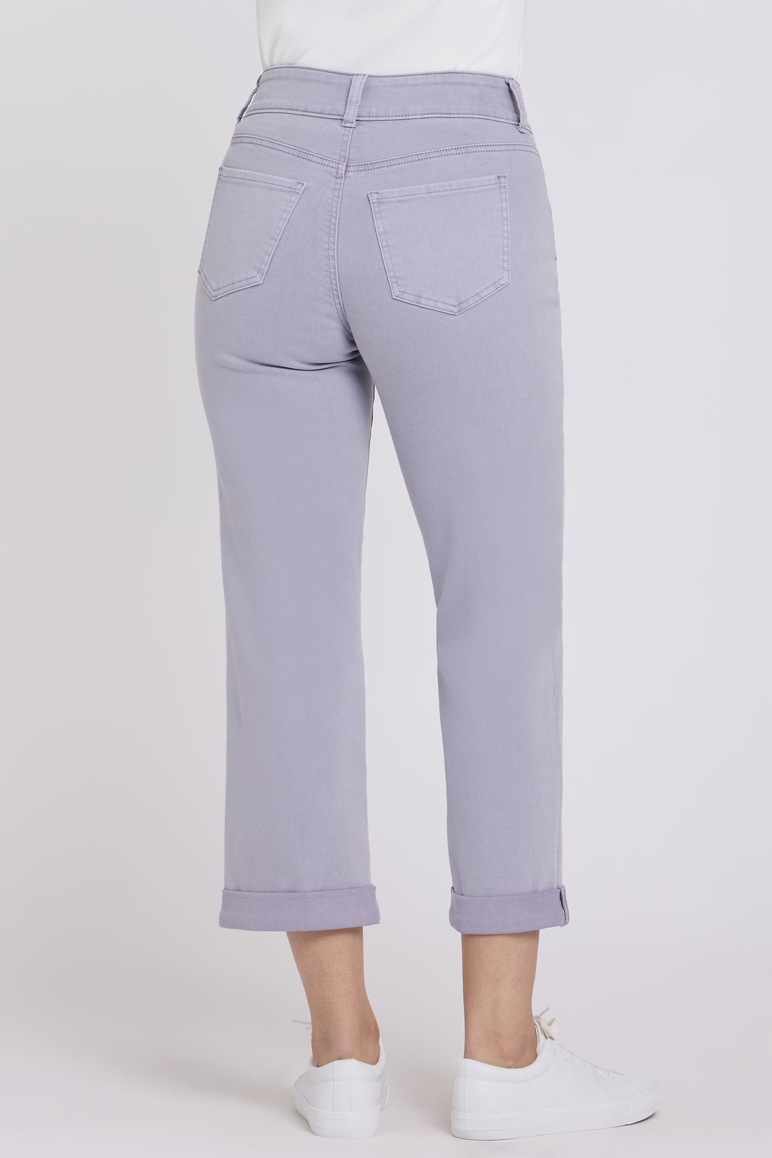 NYDJ Bailey Relaxed Straight Crop Jeans In Cool Embrace® Denim With High Rise And Roll Cuffs - Vintage Lavender