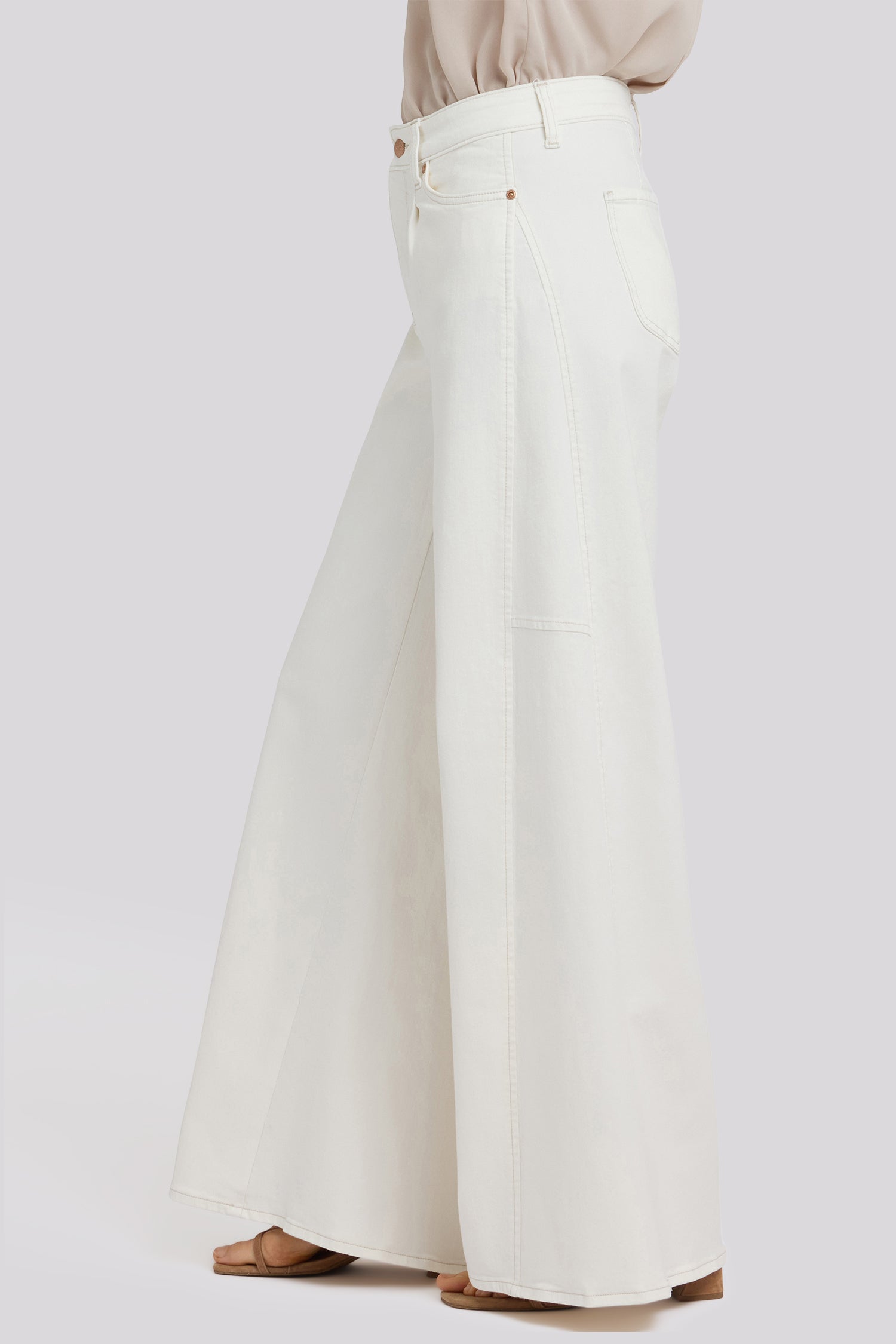 NYDJ Nova Super Wide Leg Jeans In Cool Embrace® Denim With Side Gussets - Vintage White