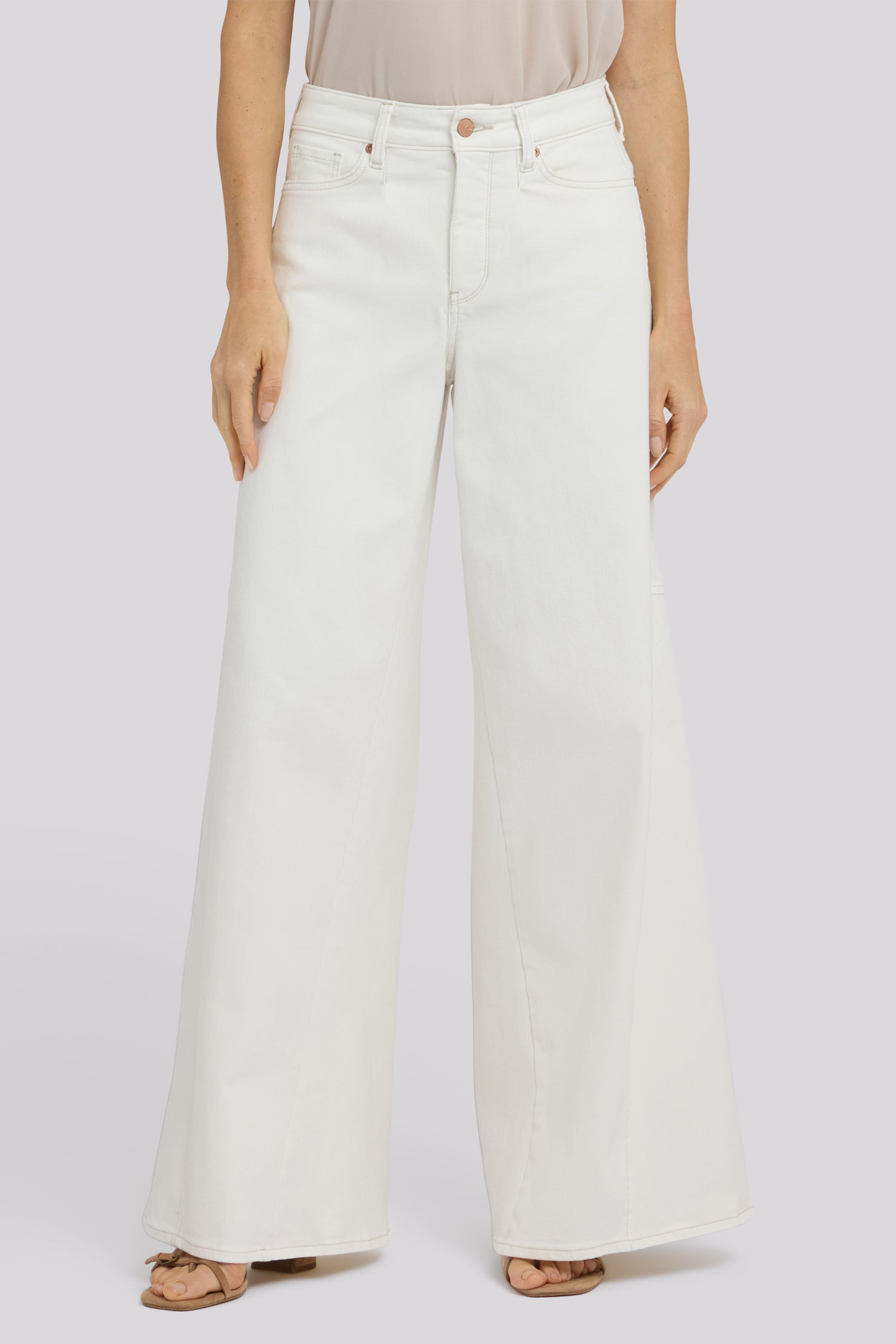 NYDJ Nova Super Wide Leg Jeans In Cool Embrace® Denim With Side Gussets - Vintage White