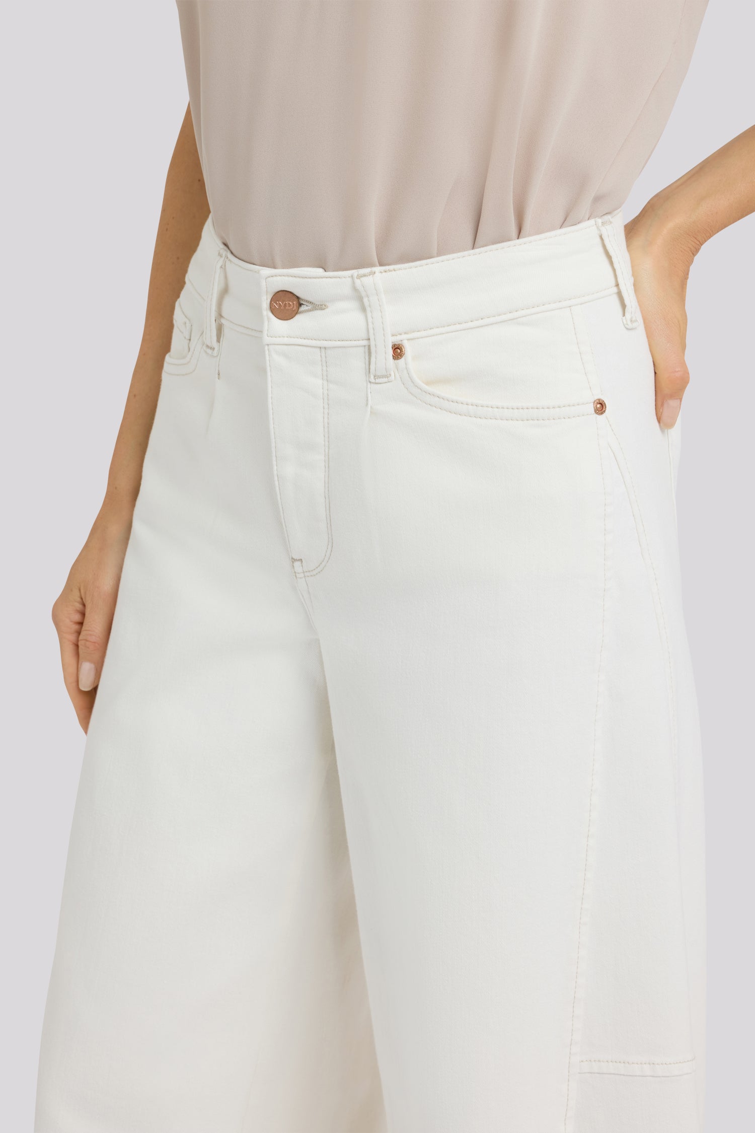 NYDJ Nova Super Wide Leg Jeans In Cool Embrace® Denim With Side Gussets - Vintage White