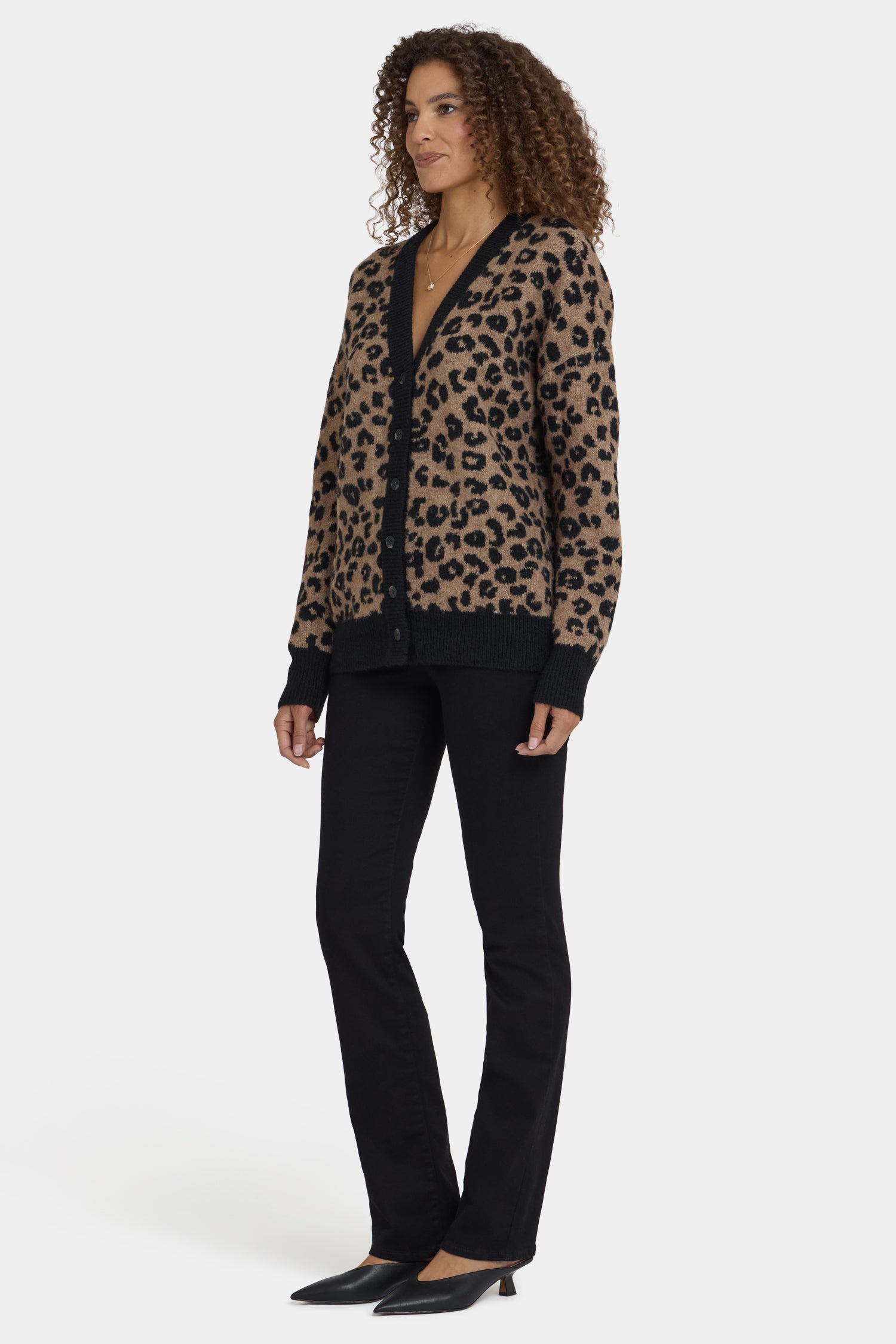 NYDJ Cheetah Cardigan  - Black Combo
