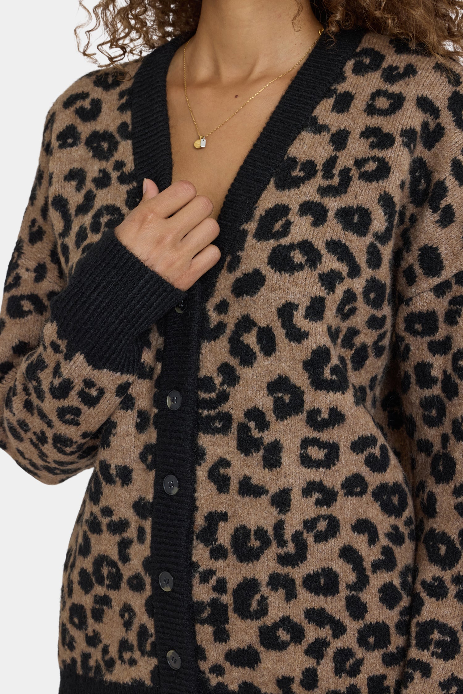 NYDJ Cheetah Cardigan  - Black Combo