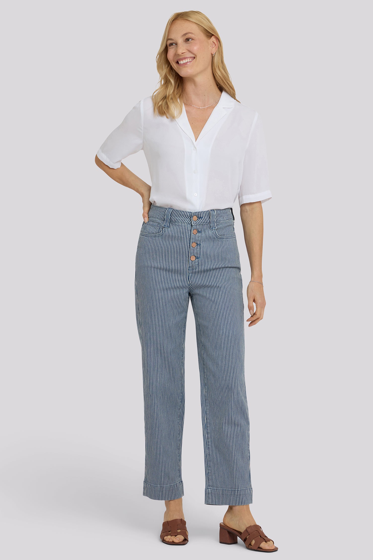 NYDJ Kasey Stovepipe Ankle Jeans With Exposed Button Fly And 2