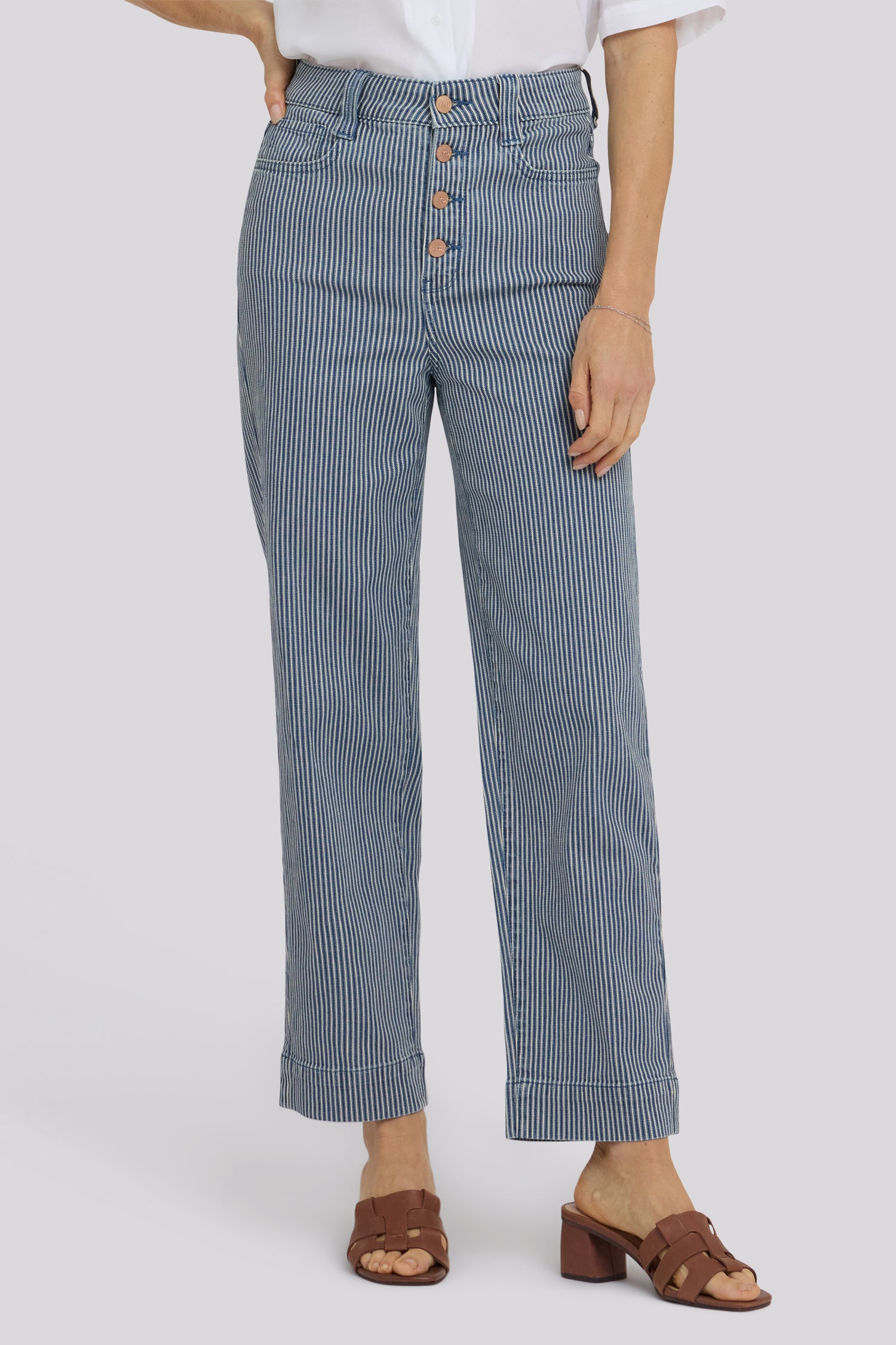 NYDJ Kasey Stovepipe Ankle Jeans With Exposed Button Fly And 2