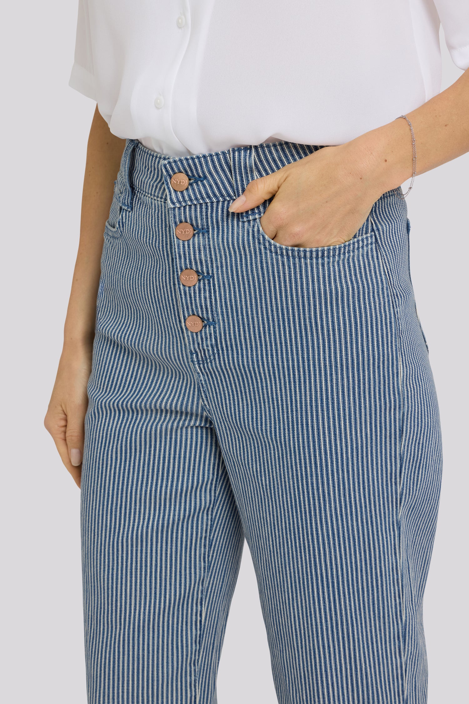 NYDJ Kasey Stovepipe Ankle Jeans With Exposed Button Fly And 2