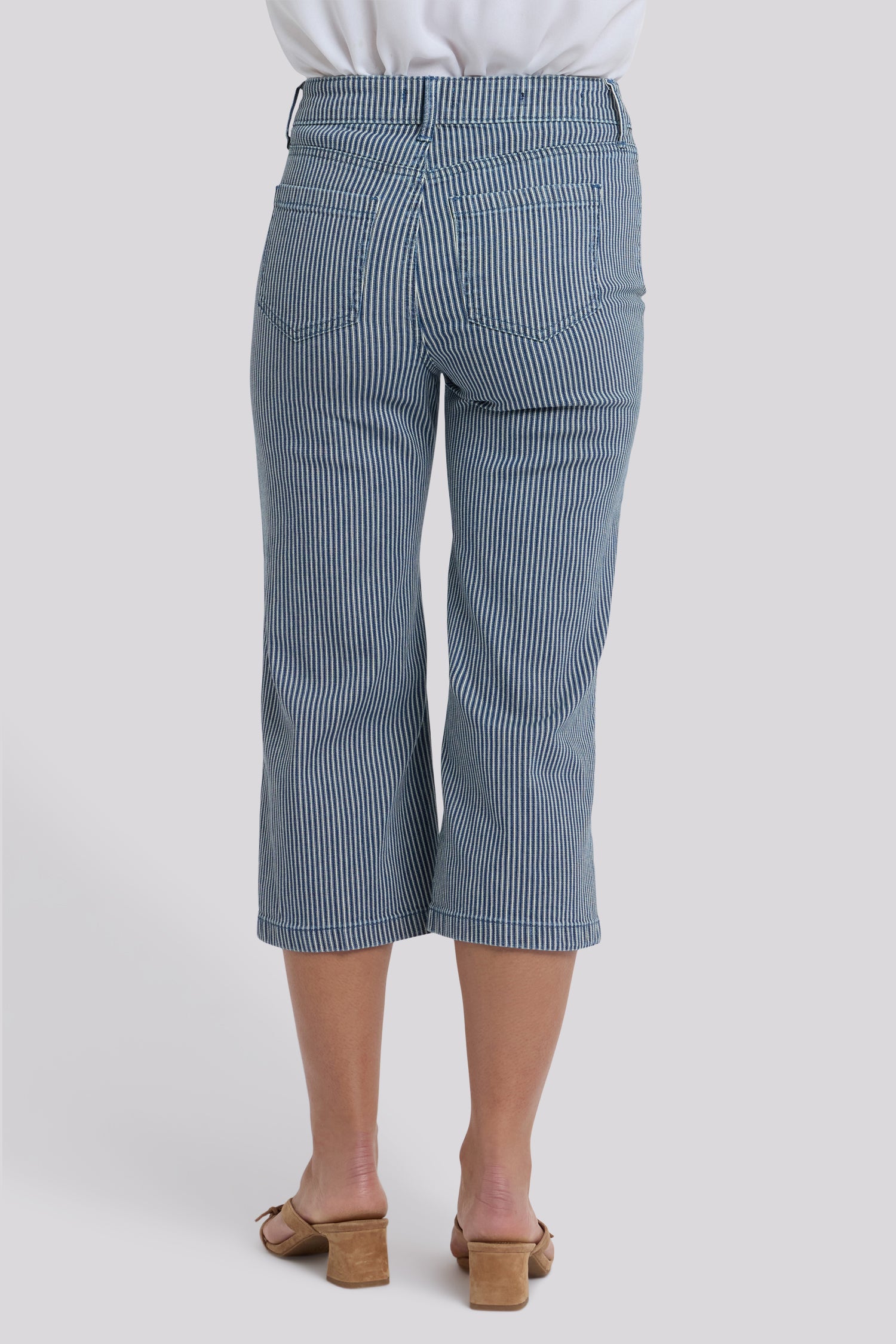 NYDJ Coco Relaxed Wide Leg Crop Jeans With High Rise And Front Patch Pockets - Malaga Stripe