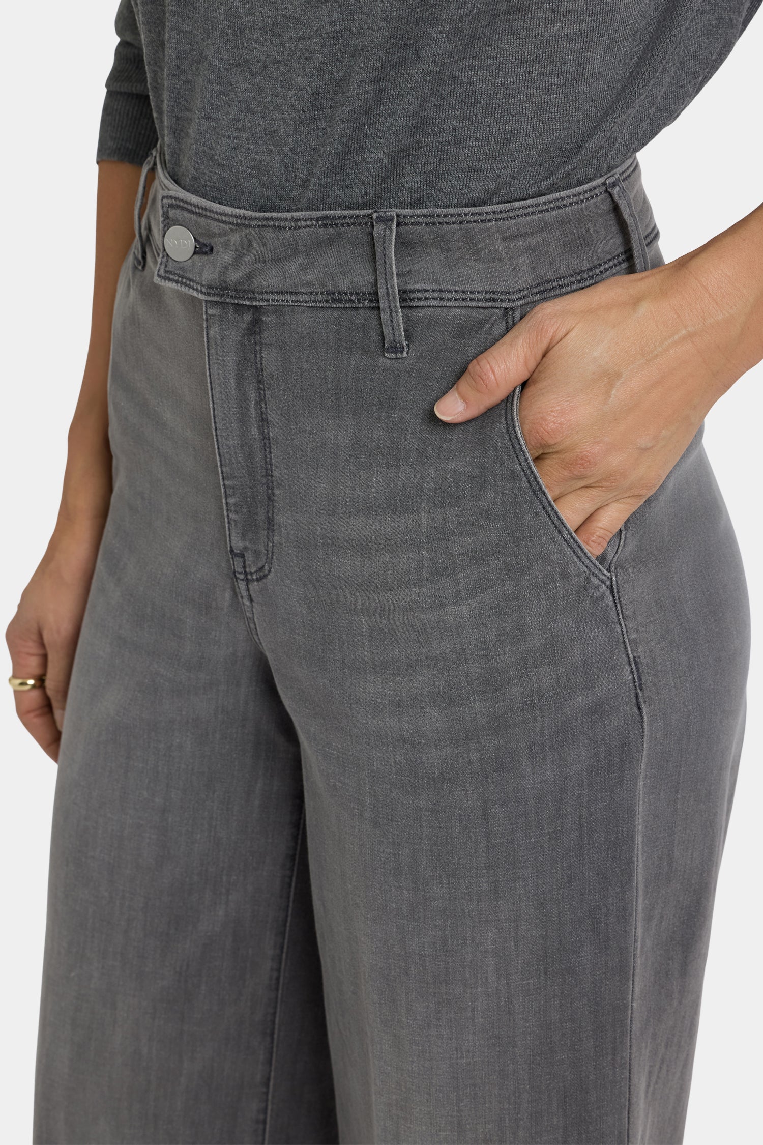 NYDJ Mona Wide Leg Trouser Jeans With High Rise - Chateau Shadow