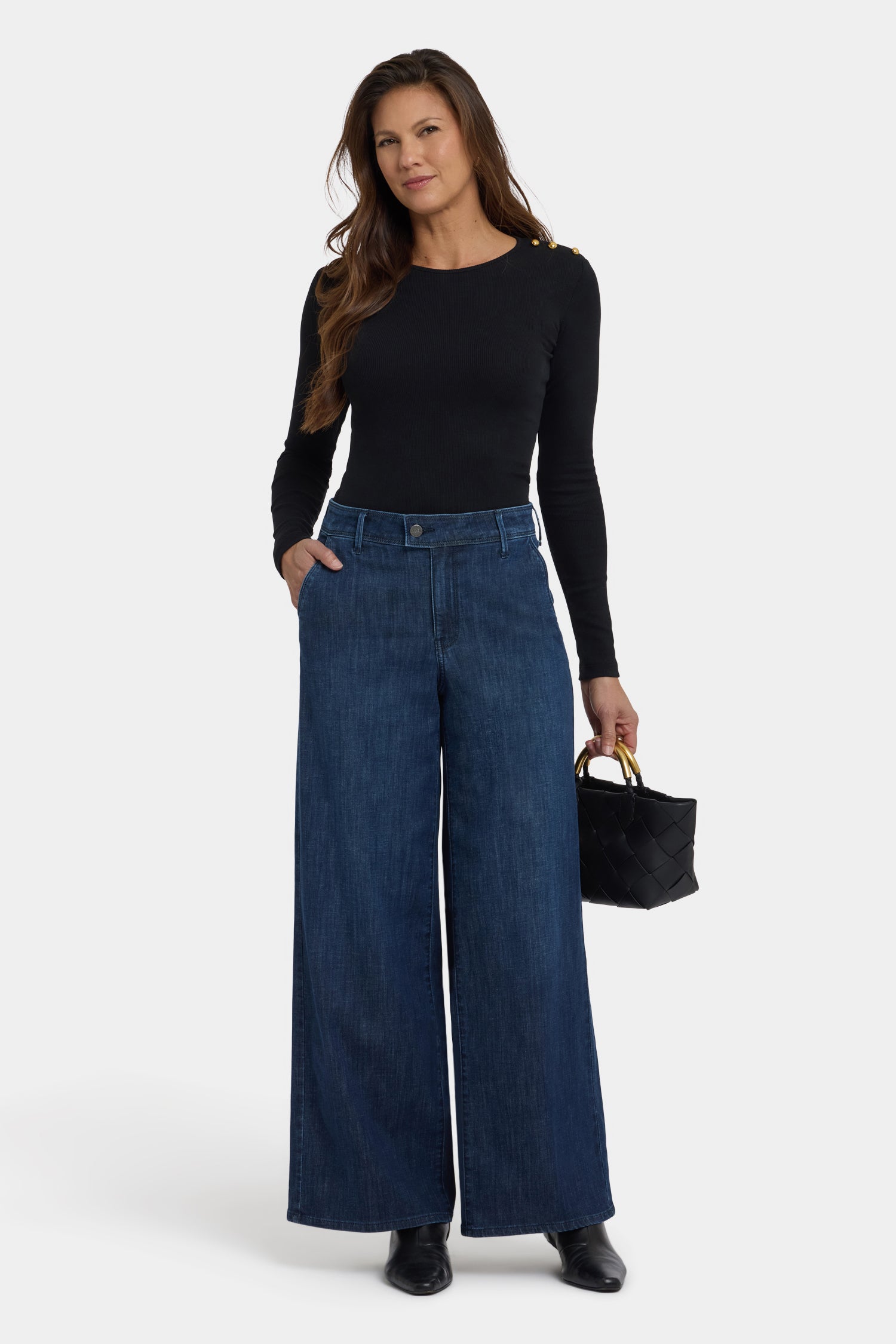 NYDJ Mona Wide Leg Trouser Jeans With High Rise - Louvre Sapphire