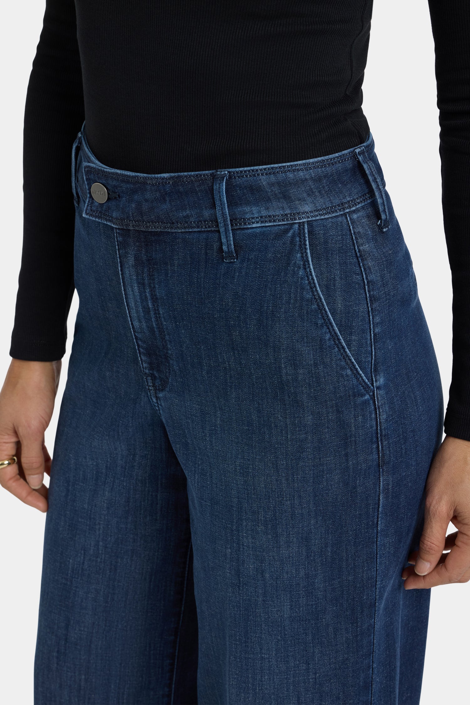 NYDJ Mona Wide Leg Trouser Jeans With High Rise - Louvre Sapphire
