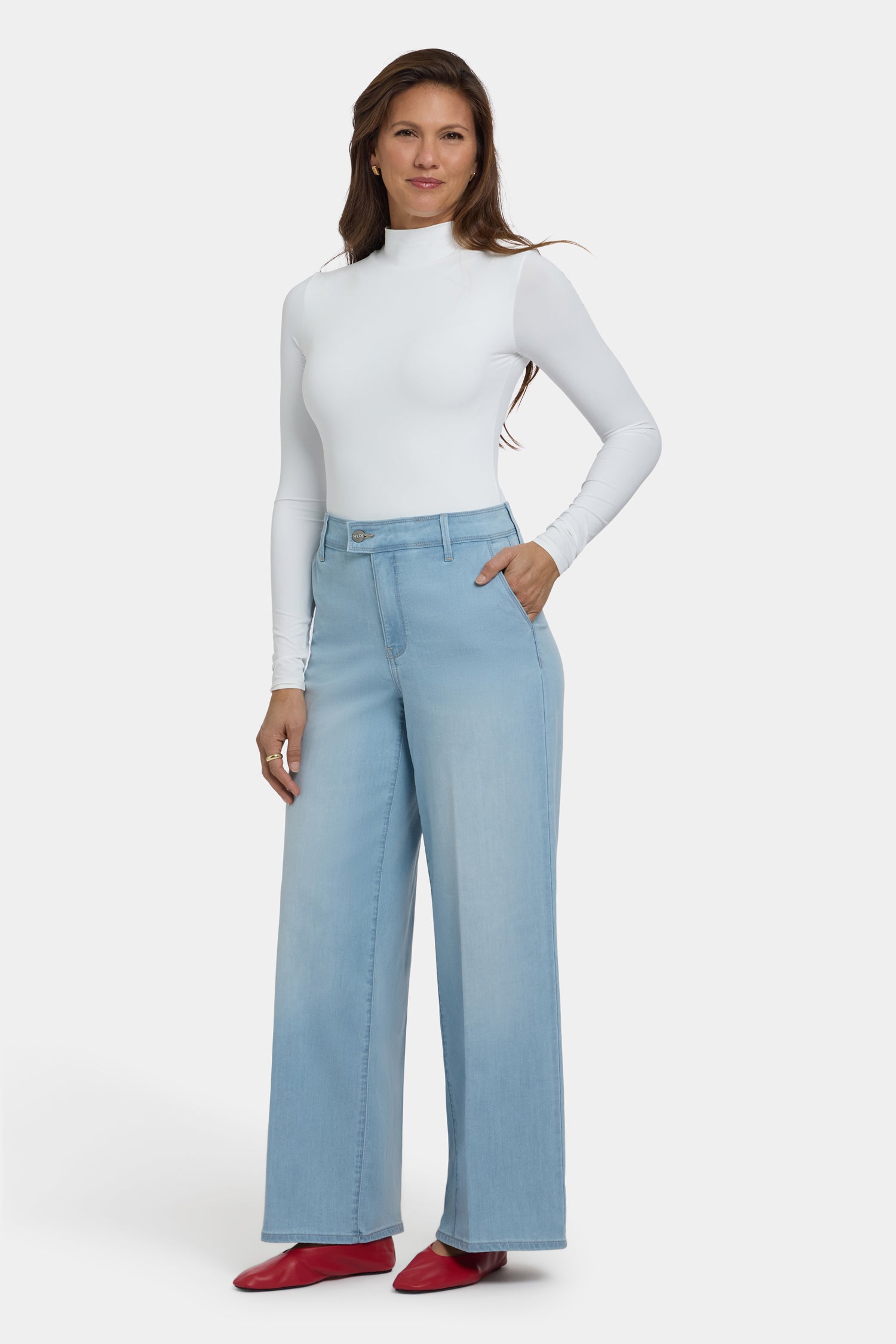 NYDJ Mona Wide Leg Trouser Jeans With High Rise - Oceanfront