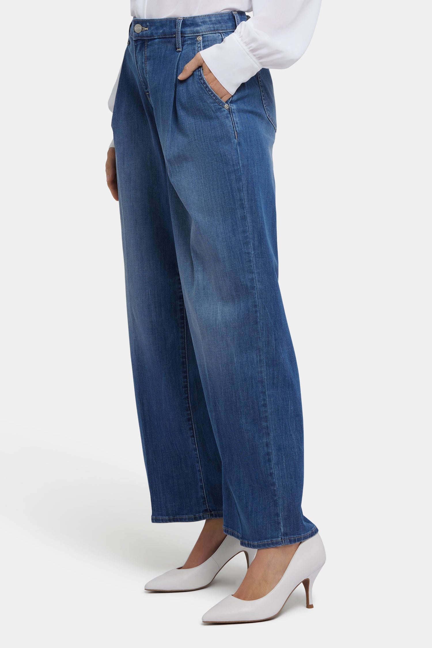 NYDJ Teresa Wide Leg Ankle Jeans With Pleats - Romantic Indigo