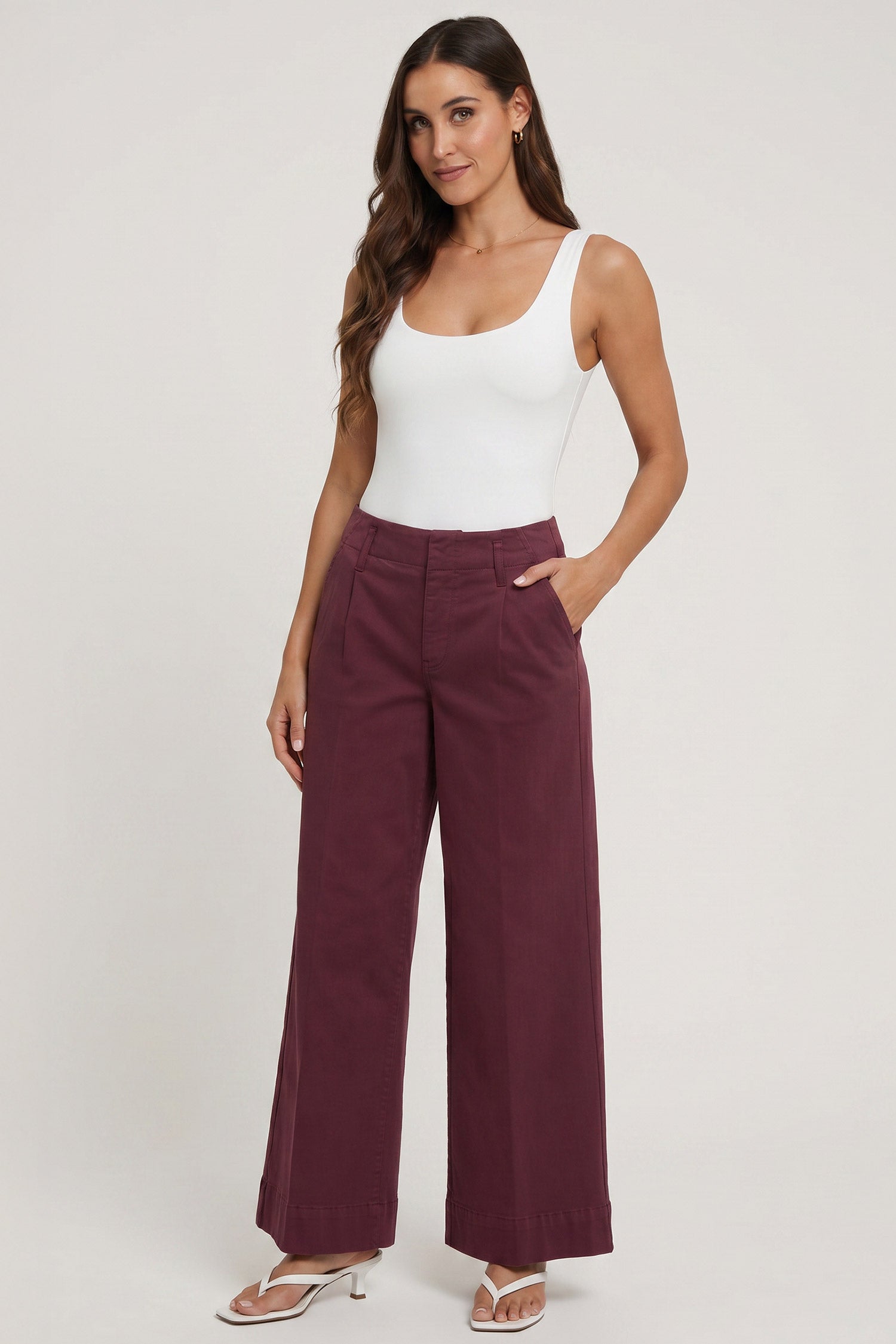 NYDJ Mona Wide Leg Trouser Jeans With High Rise - Sienna Red