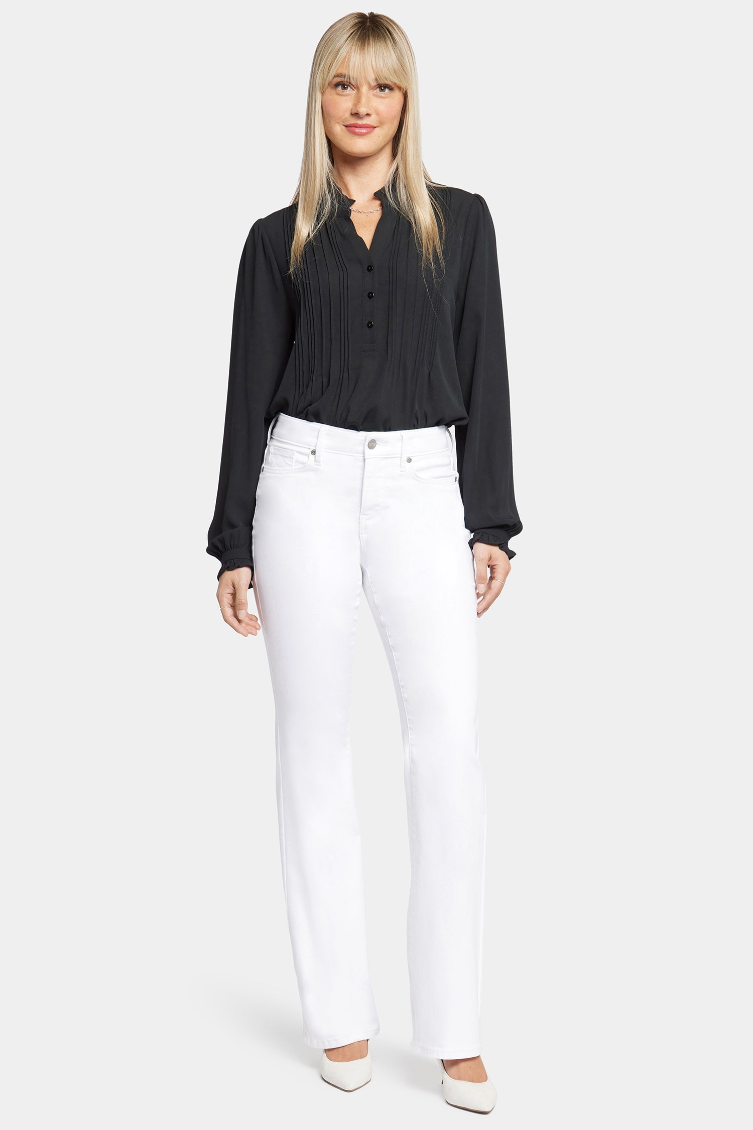 NYDJ Blake Slim Flared Jeans With High Rise - Optic White