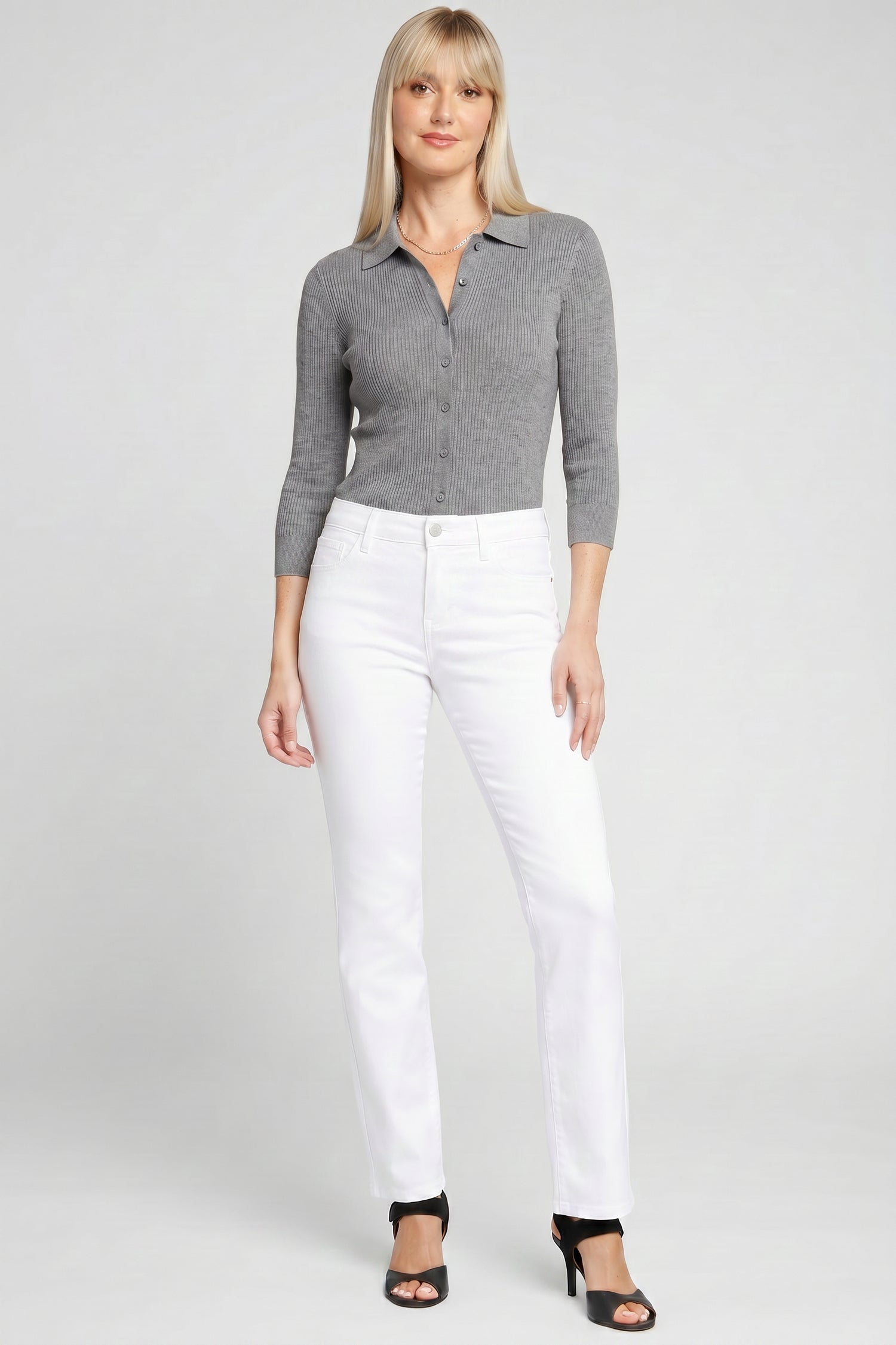 NYDJ Ellison Straight Jeans With High Rise - Optic White