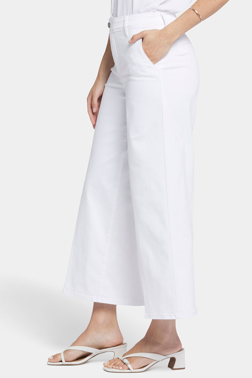 NYDJ Mona Wide Leg Trouser Ankle Jeans  With High Rise - Optic White