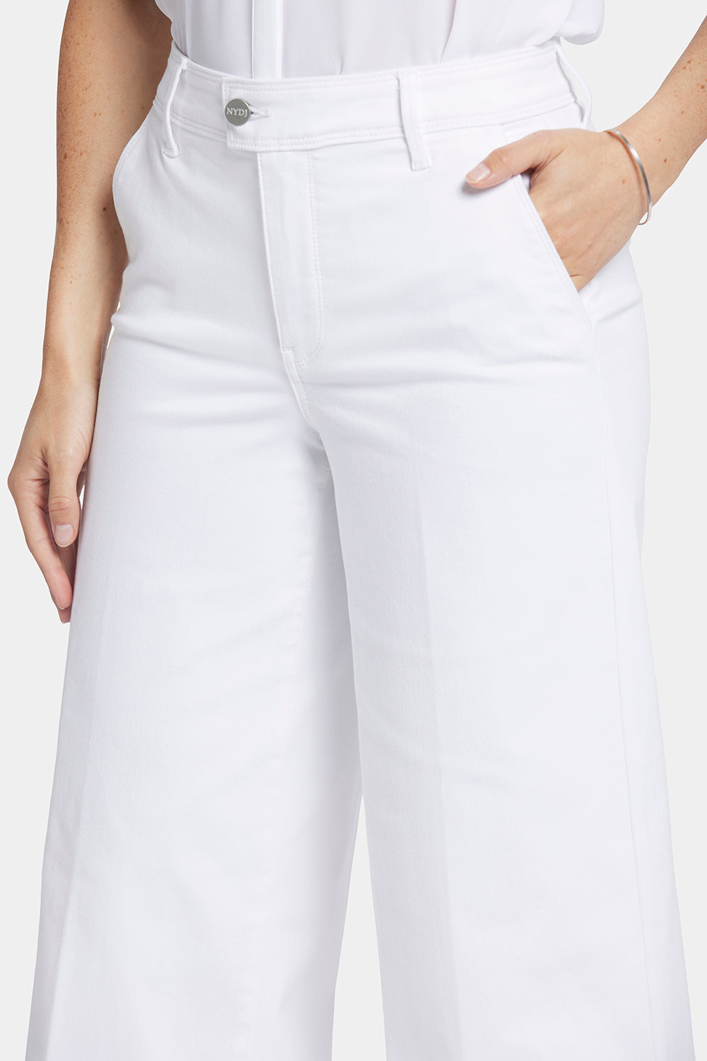 NYDJ Mona Wide Leg Trouser Ankle Jeans  With High Rise - Optic White