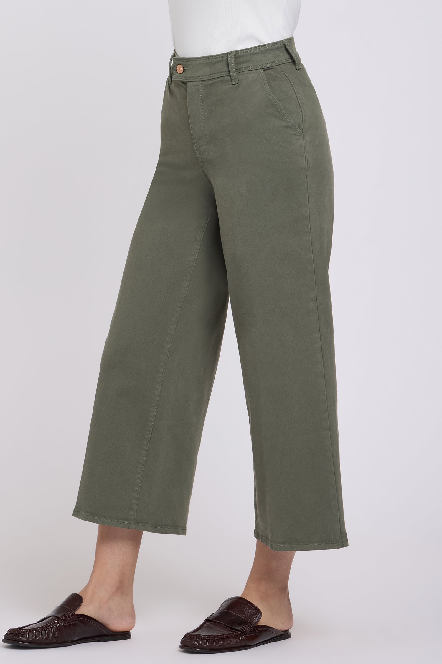 NYDJ Mona Wide Leg Trouser Ankle Jeans  With High Rise - Desert Green