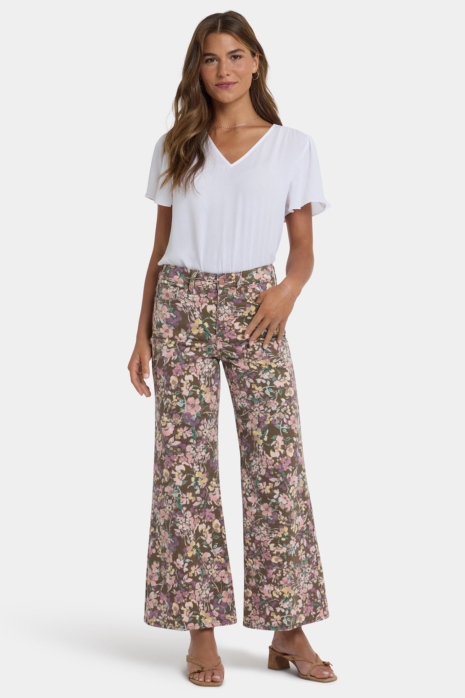NYDJ Mia Palazzo Ankle Jeans With High Rise - Earth Blooms