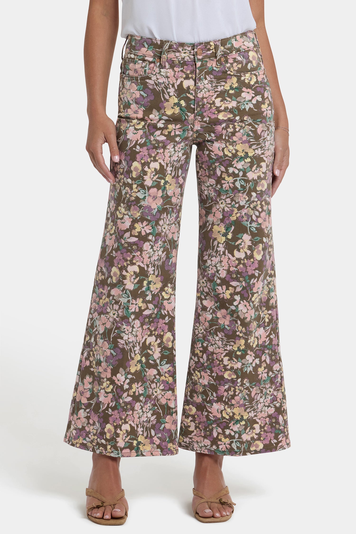 NYDJ Mia Palazzo Ankle Jeans With High Rise - Earth Blooms