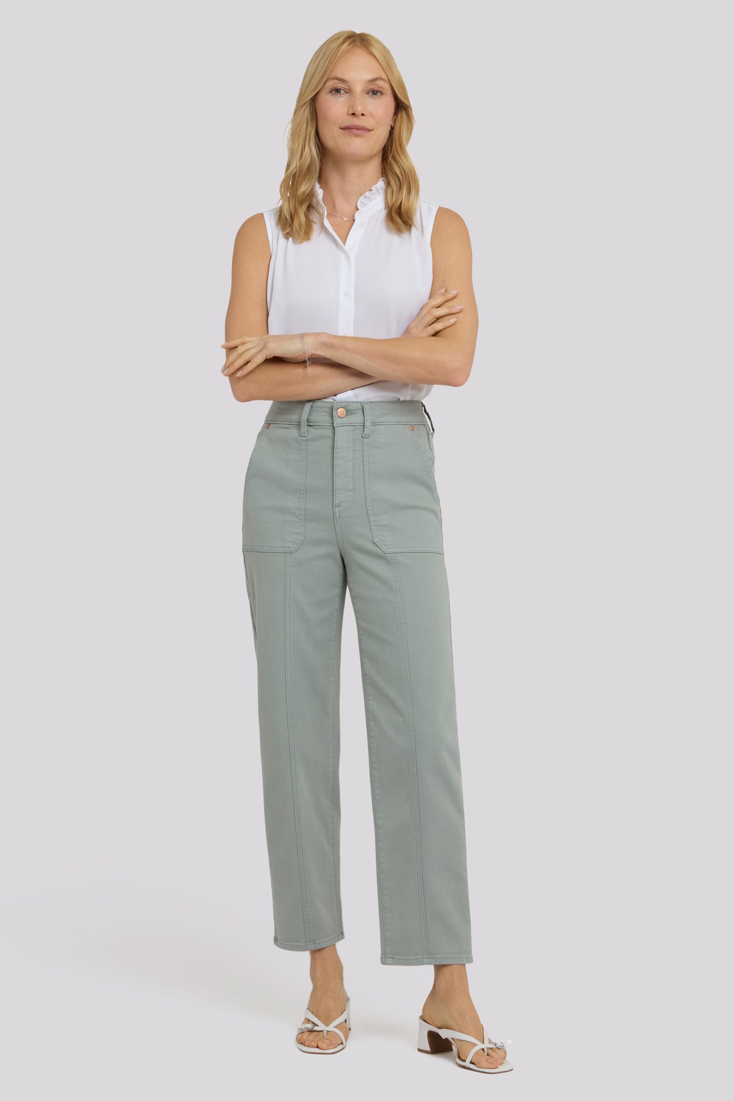 NYDJ Kasey Stovepipe Ankle Jeans With Utility Pockets And Seam Detail - Mistletoe