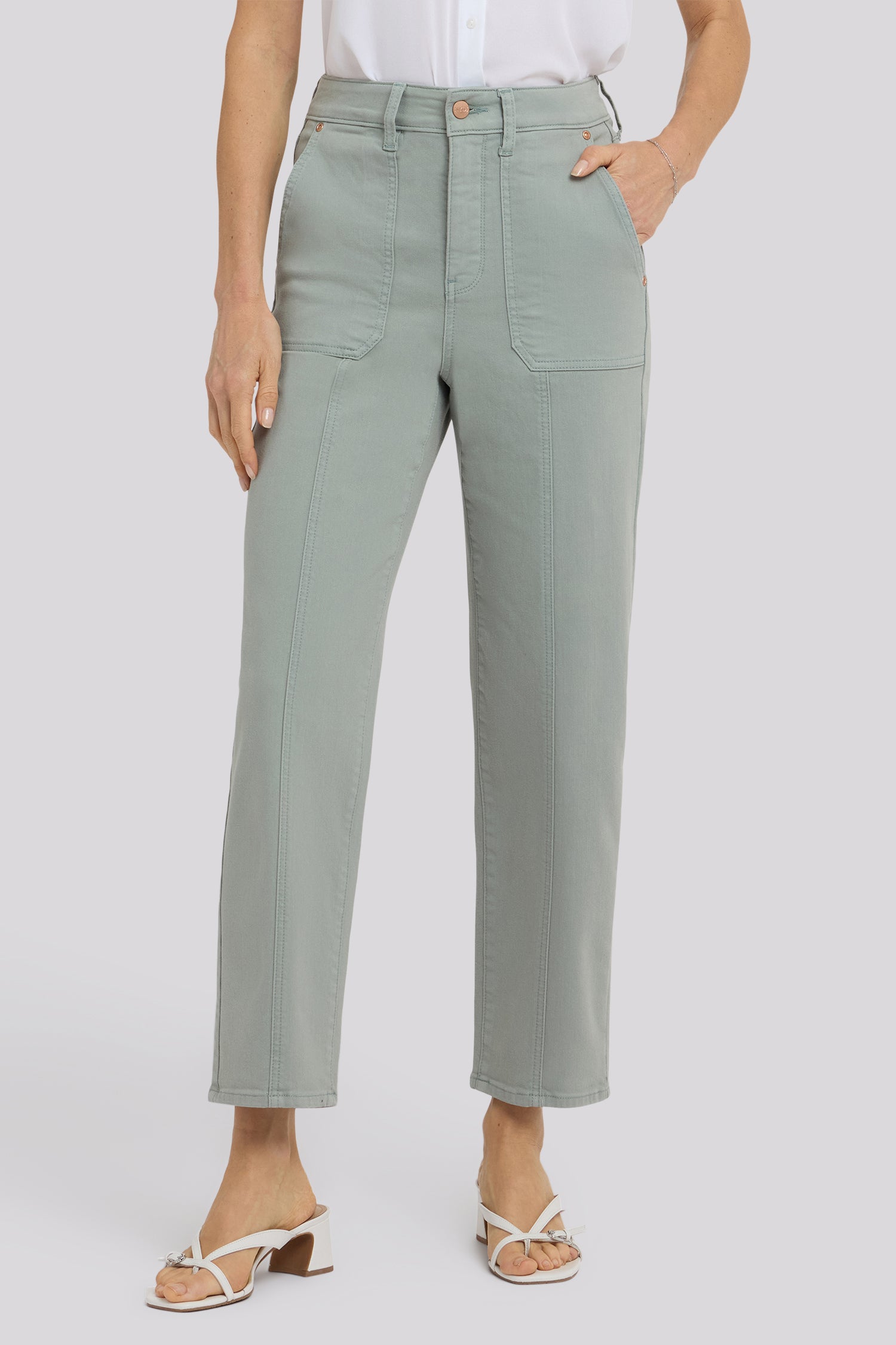 NYDJ Kasey Stovepipe Ankle Jeans With Utility Pockets And Seam Detail - Mistletoe