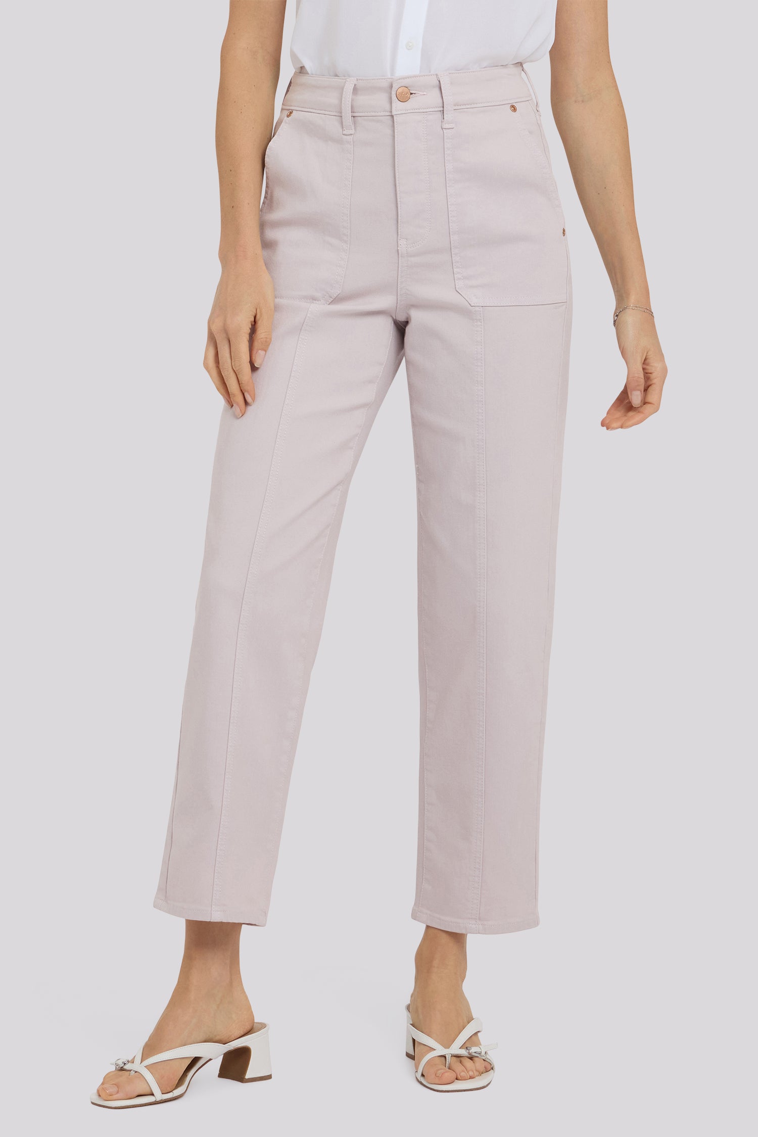 NYDJ Kasey Stovepipe Ankle Jeans With Utility Pockets And Seam Detail - Rock Flower