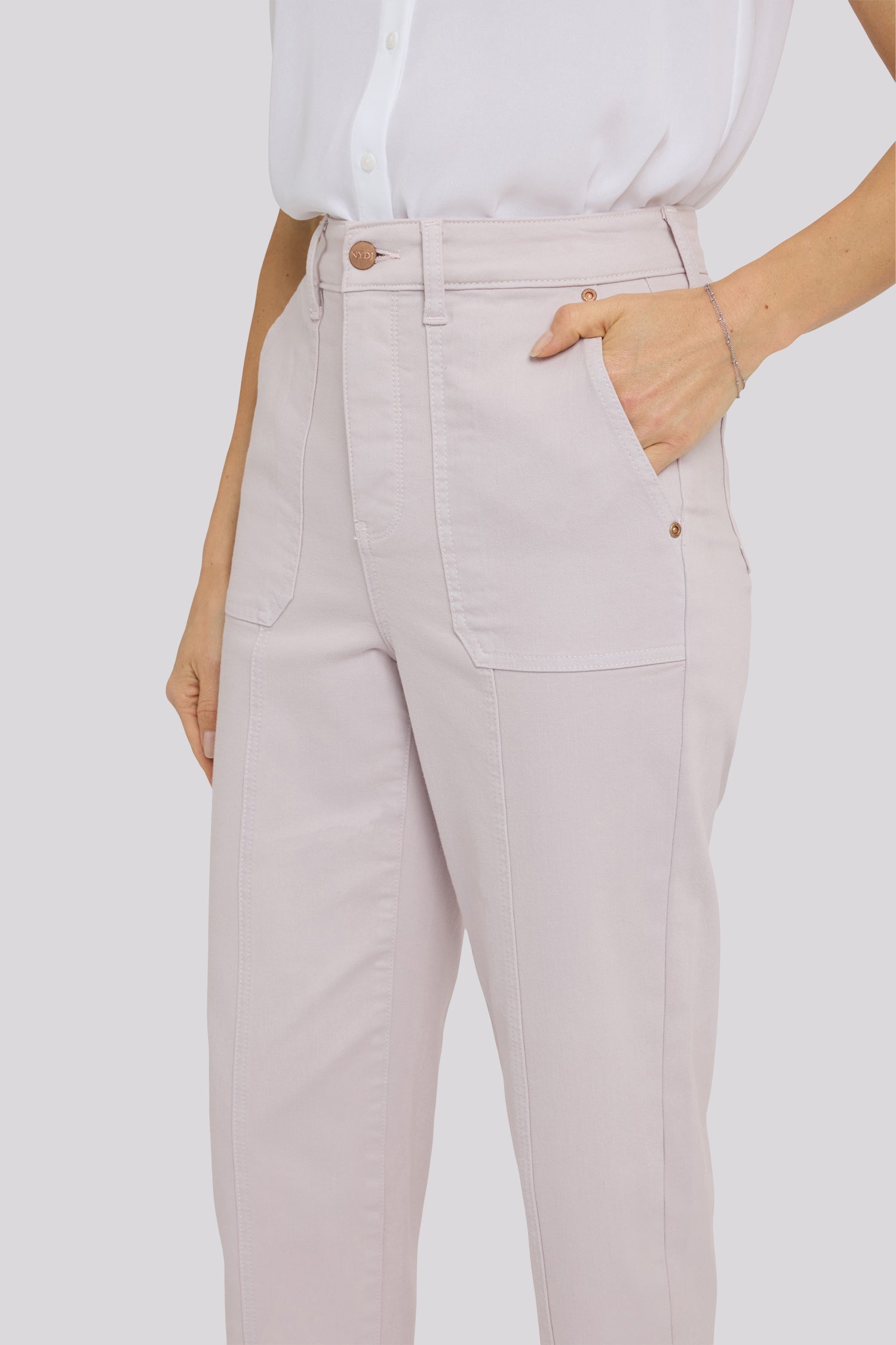 NYDJ Kasey Stovepipe Ankle Jeans With Utility Pockets And Seam Detail - Rock Flower