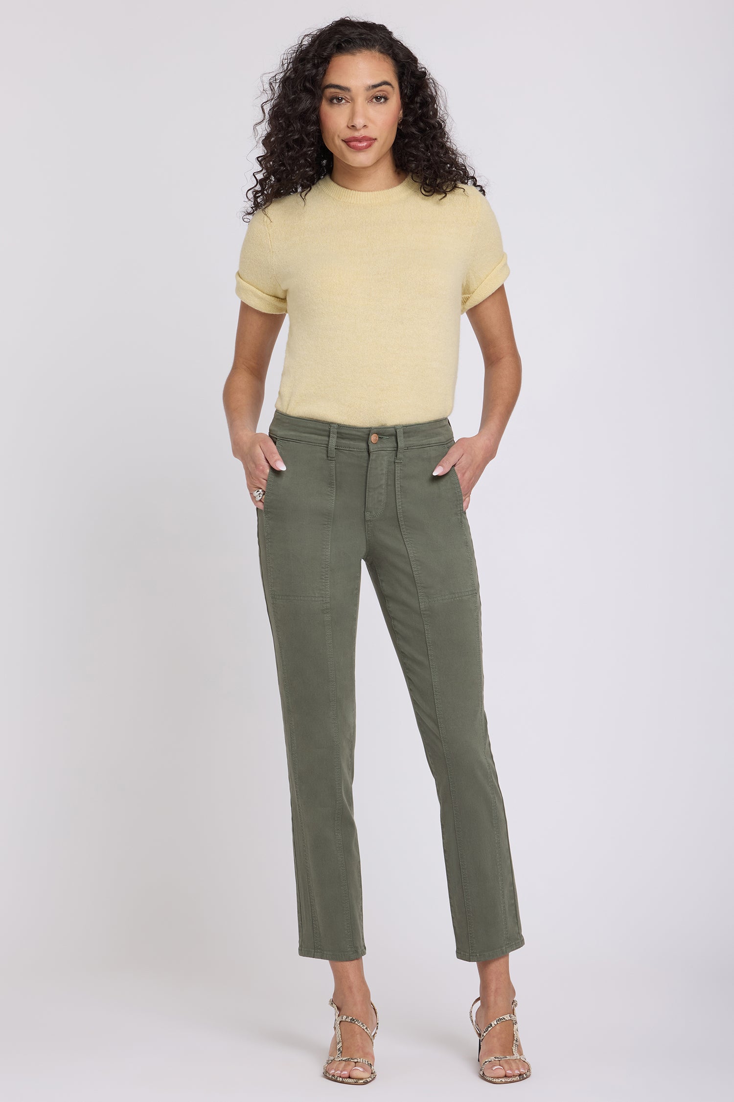 NYDJ Margot Girlfriend Jeans With Front Seam Detail - Desert Green