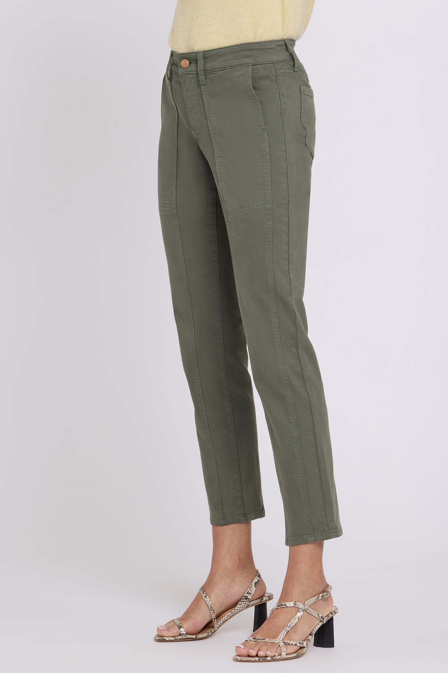 NYDJ Margot Girlfriend Jeans With Front Seam Detail - Desert Green