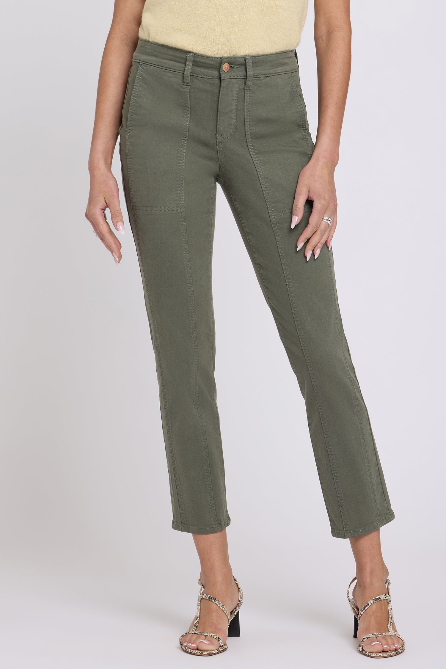 NYDJ Margot Girlfriend Jeans With Front Seam Detail - Desert Green