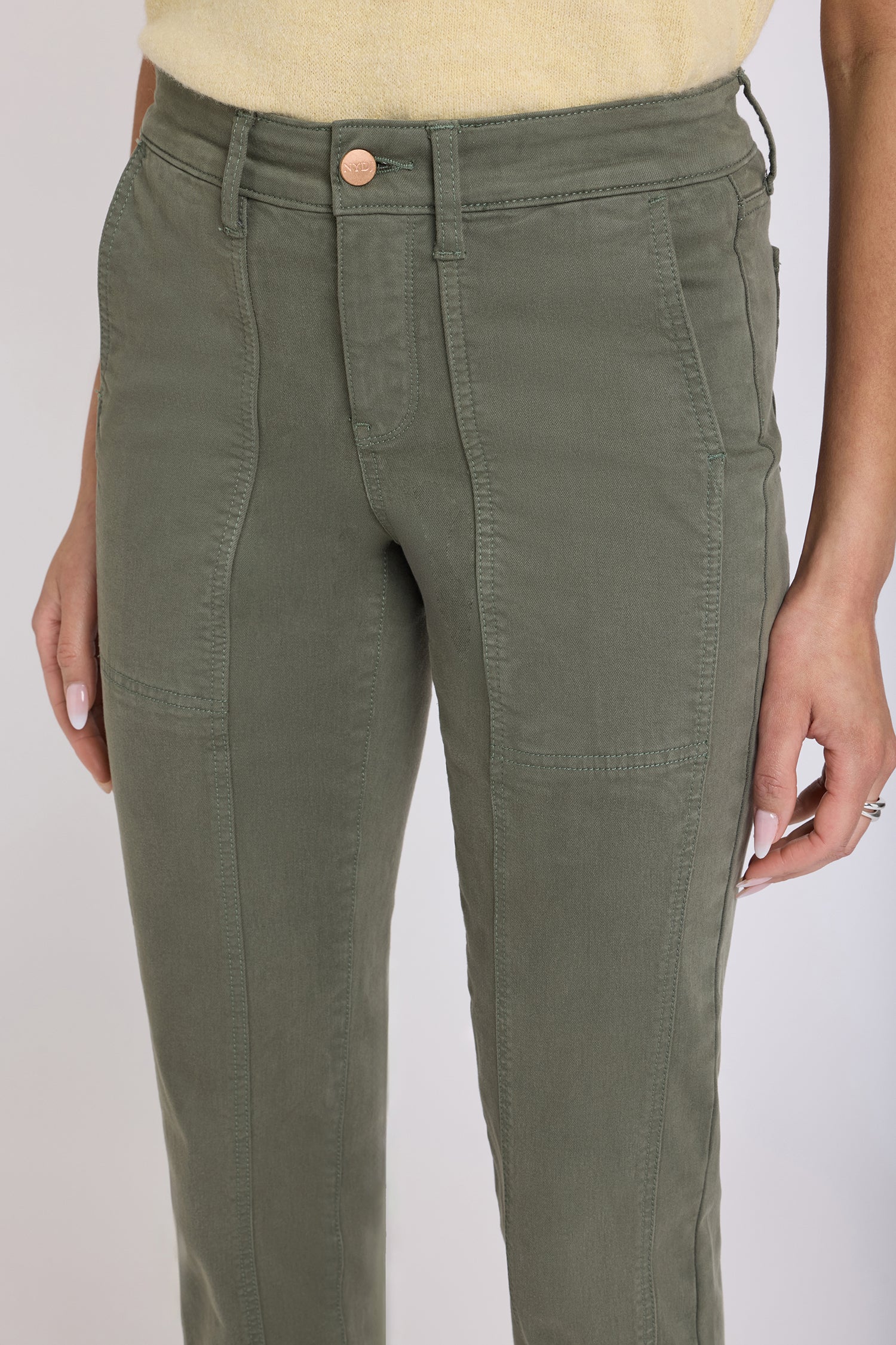 NYDJ Margot Girlfriend Jeans With Front Seam Detail - Desert Green