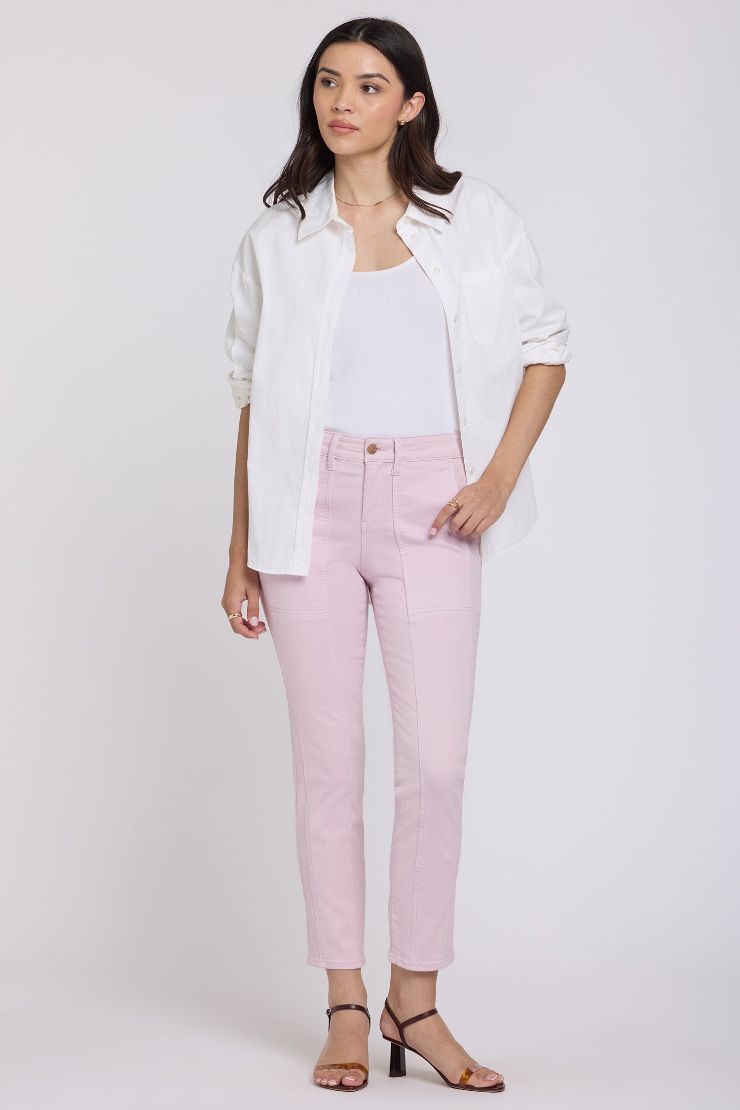 NYDJ Margot Girlfriend Jeans With Front Seam Detail - Light Lilac