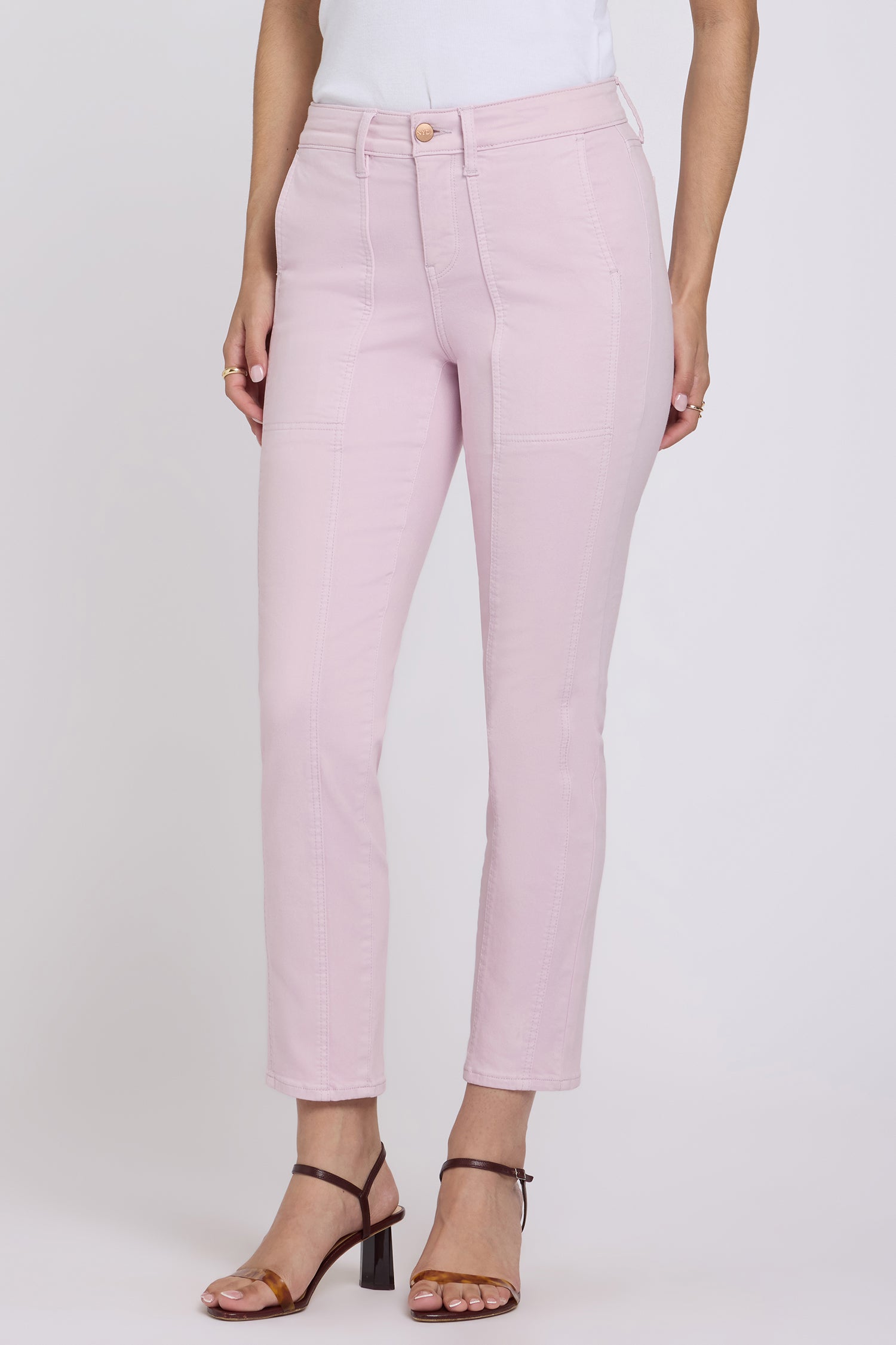 NYDJ Margot Girlfriend Jeans With Front Seam Detail - Light Lilac