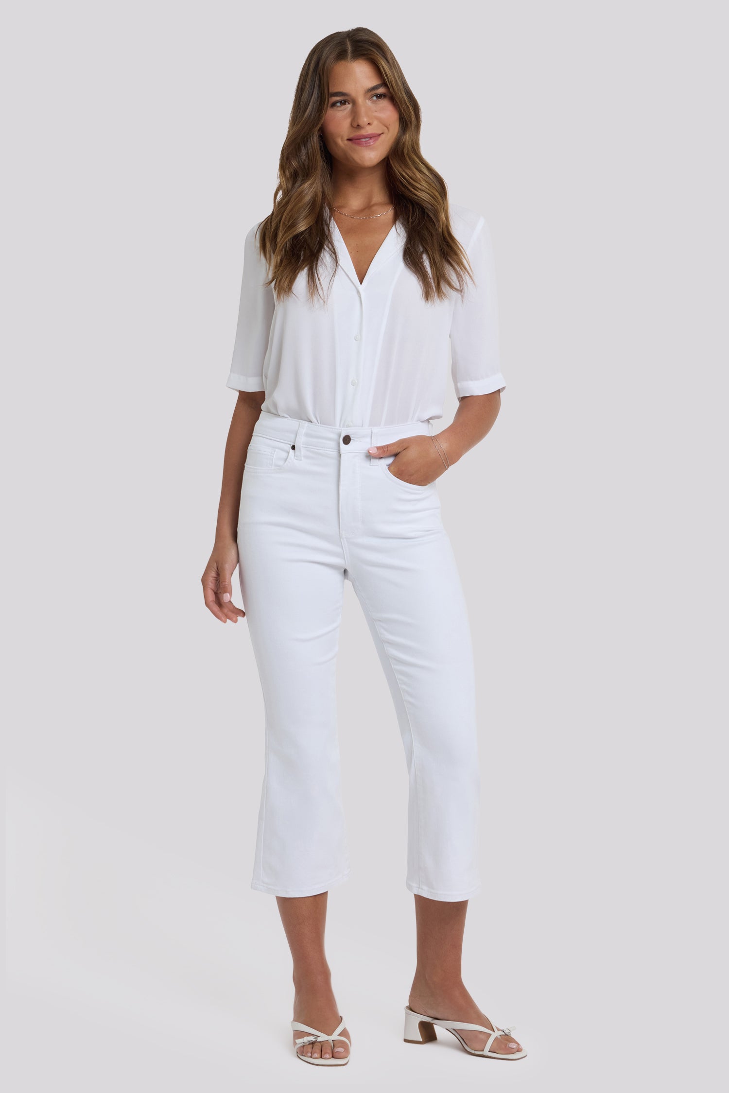 NYDJ Monica Kick Flare Crop Jeans With High Rise - Optic White