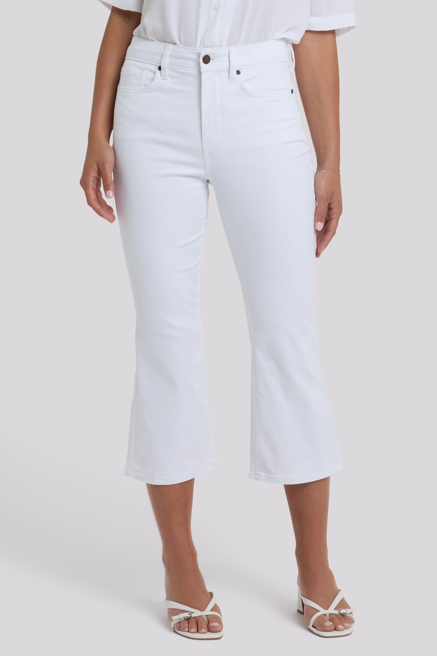 NYDJ Monica Kick Flare Crop Jeans With High Rise - Optic White