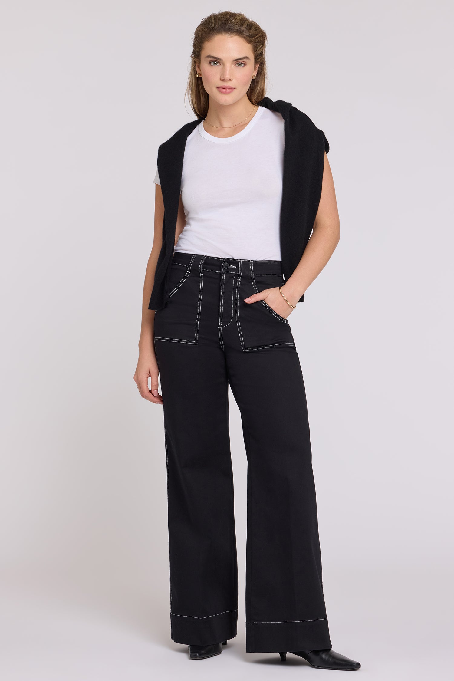 NYDJ Mia Palazzo Jeans With High Rise, Utility Pockets And 31