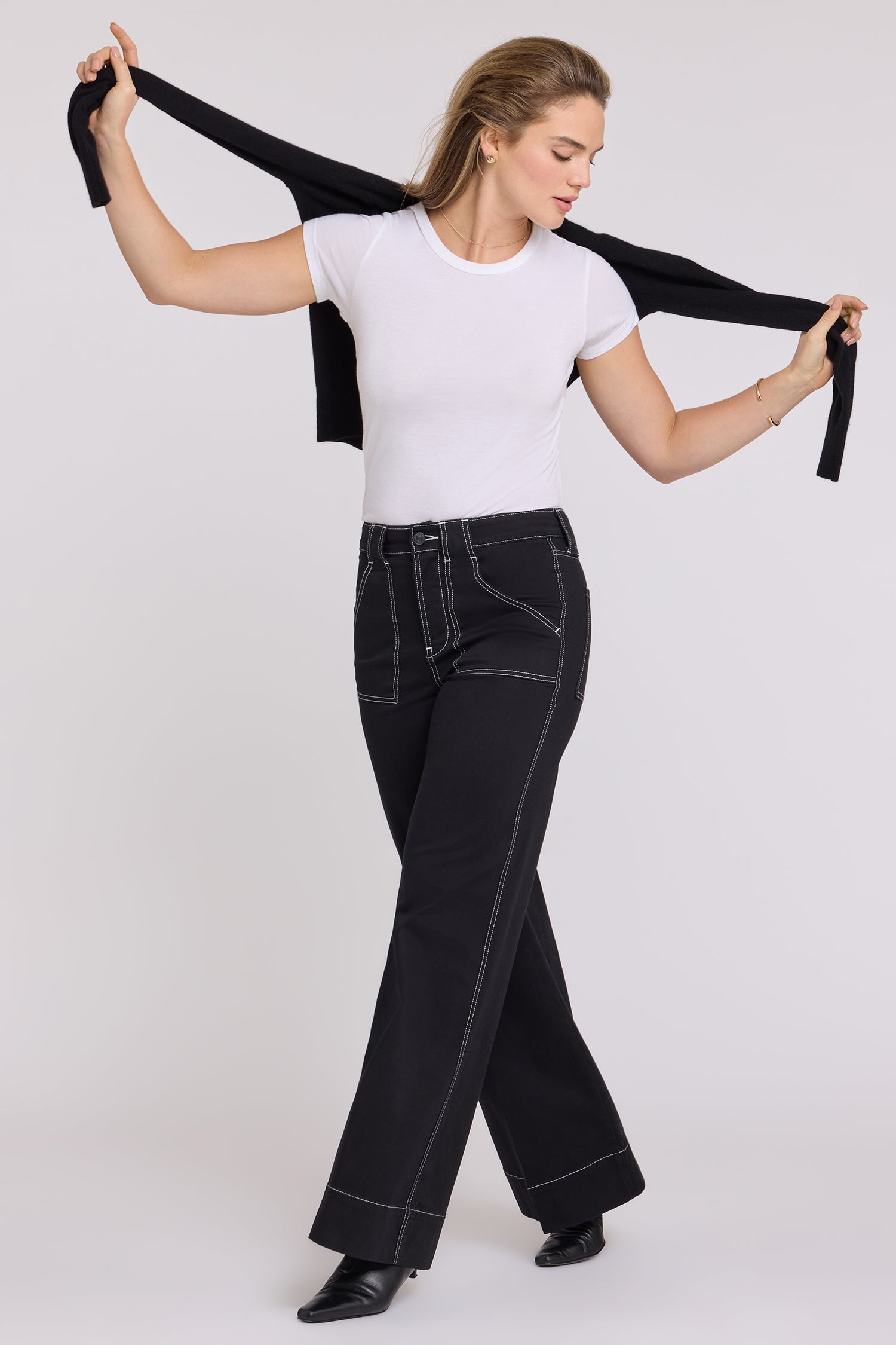 NYDJ Mia Palazzo Jeans With High Rise, Utility Pockets And 31