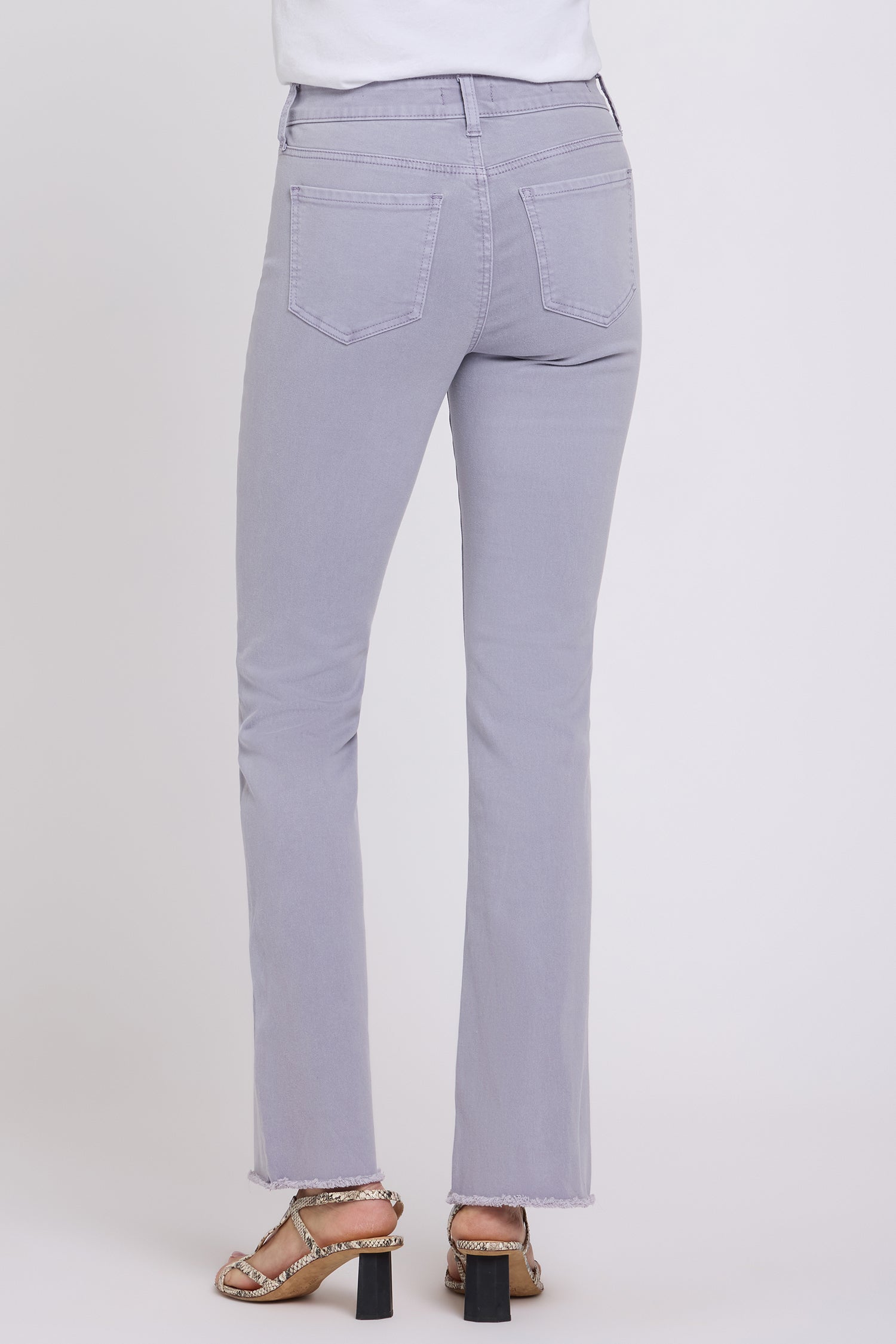 NYDJ Barbara Bootcut Jeans With Exposed Button Fly And Frayed Hems - Vintage Lavender