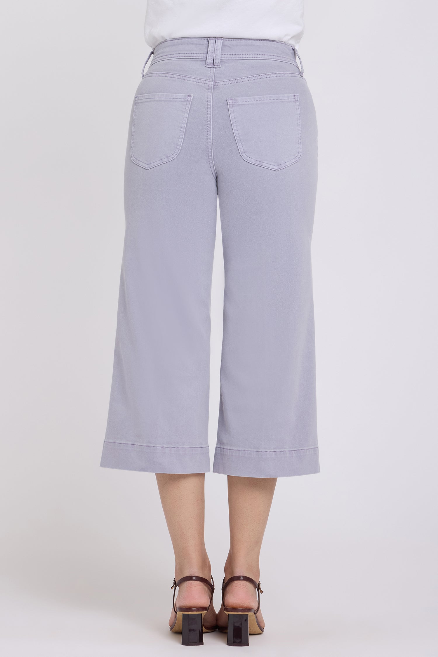 NYDJ Brigitte Wide Leg Capri Jeans With High Rise And Front Patch Pockets - Vintage Lavender