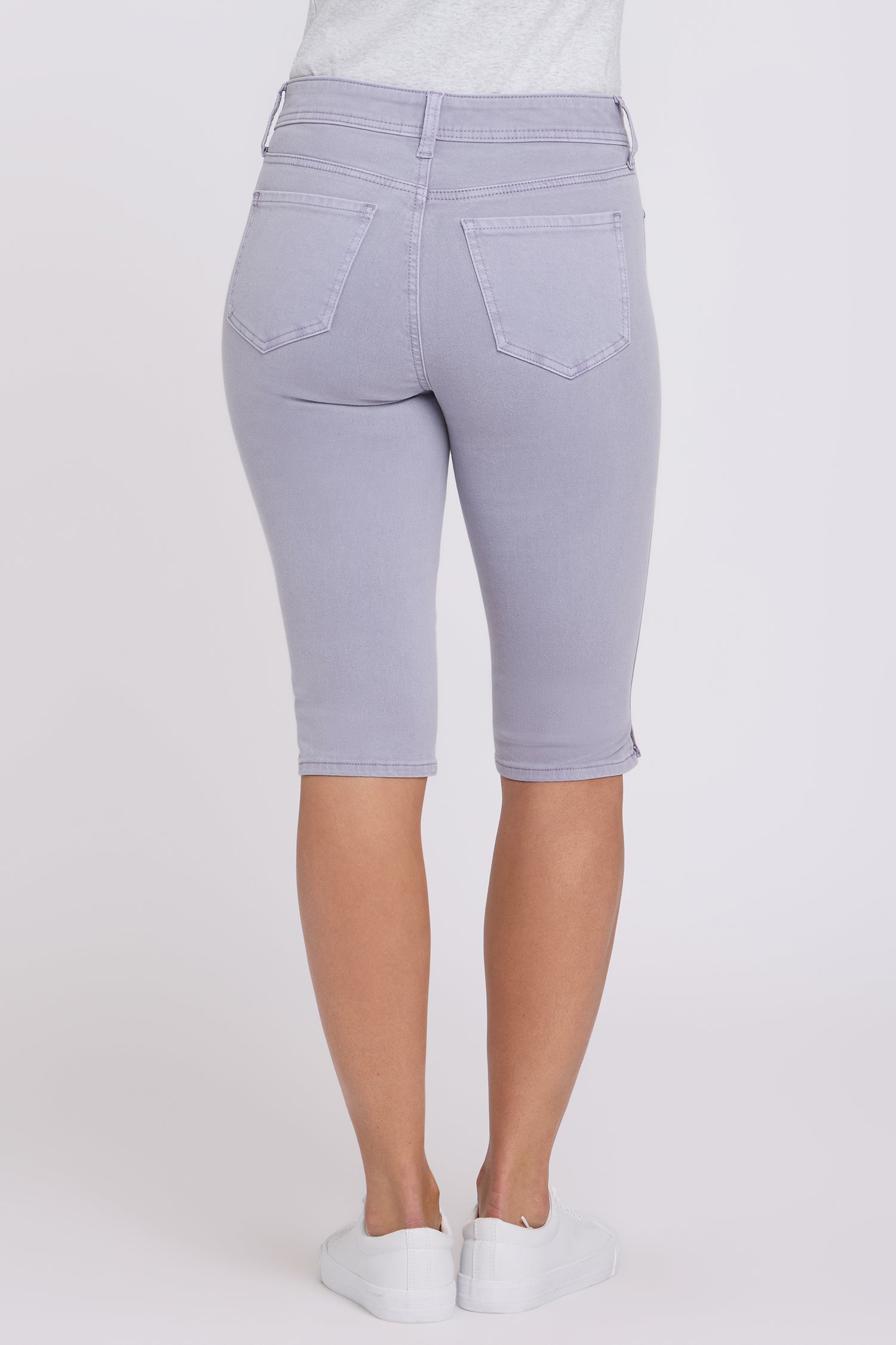 NYDJ Sophie Bike Capri Jeans With Outseam Stitching And Side Slits - Vintage Lavender