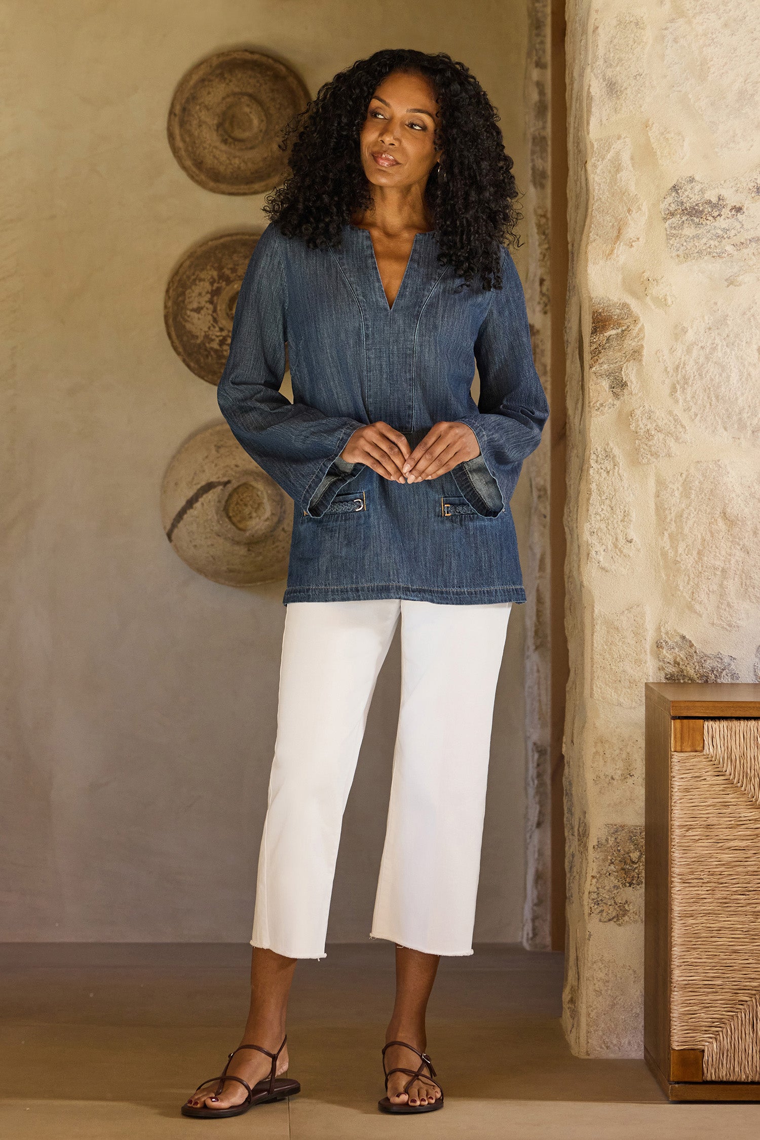NYDJ Coco Relaxed Wide Leg Crop Jeans With High Rise And Frayed Hems - Optic White