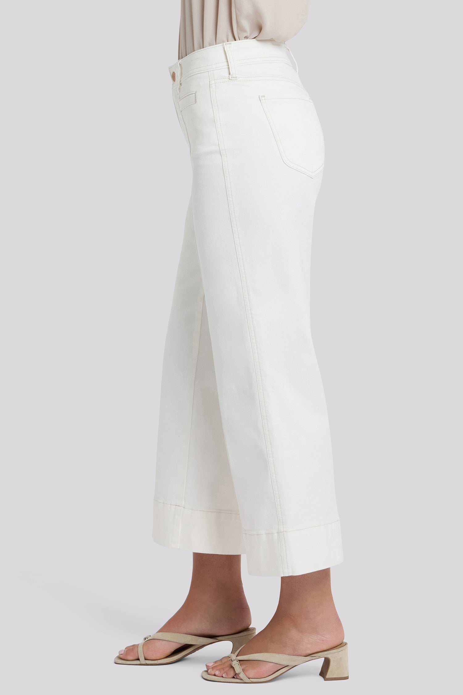NYDJ Teresa Wide Leg Ankle Jeans With Front Seams - Vintage White