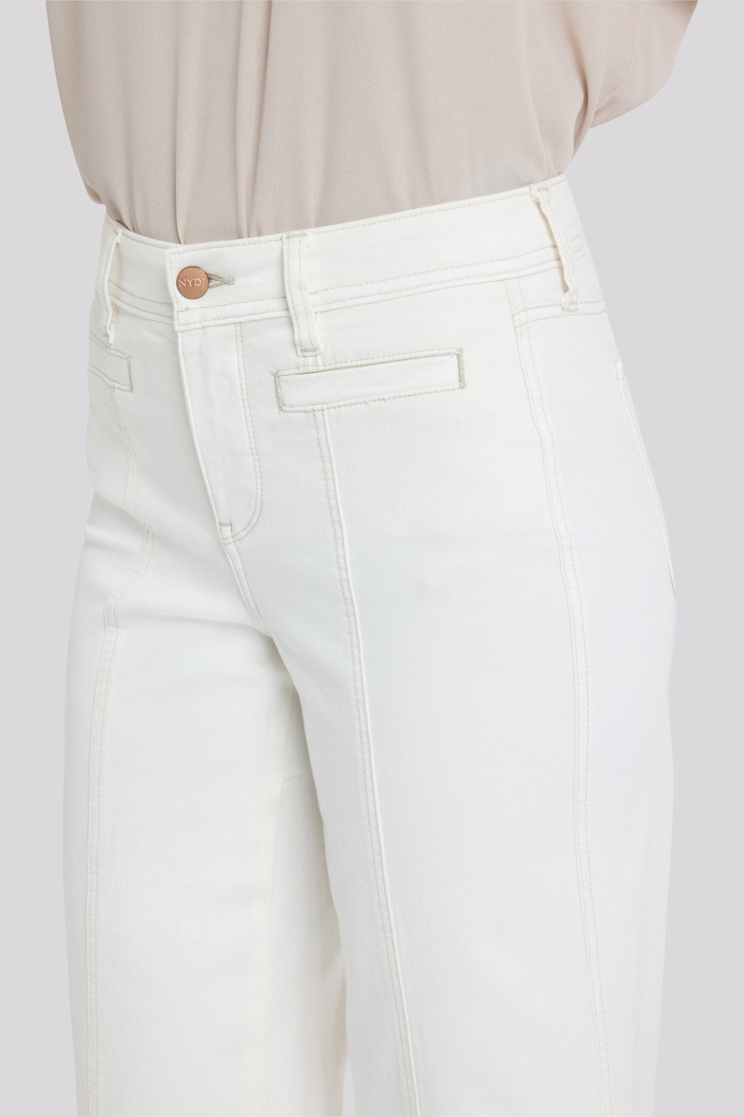 NYDJ Teresa Wide Leg Ankle Jeans With Front Seams - Vintage White