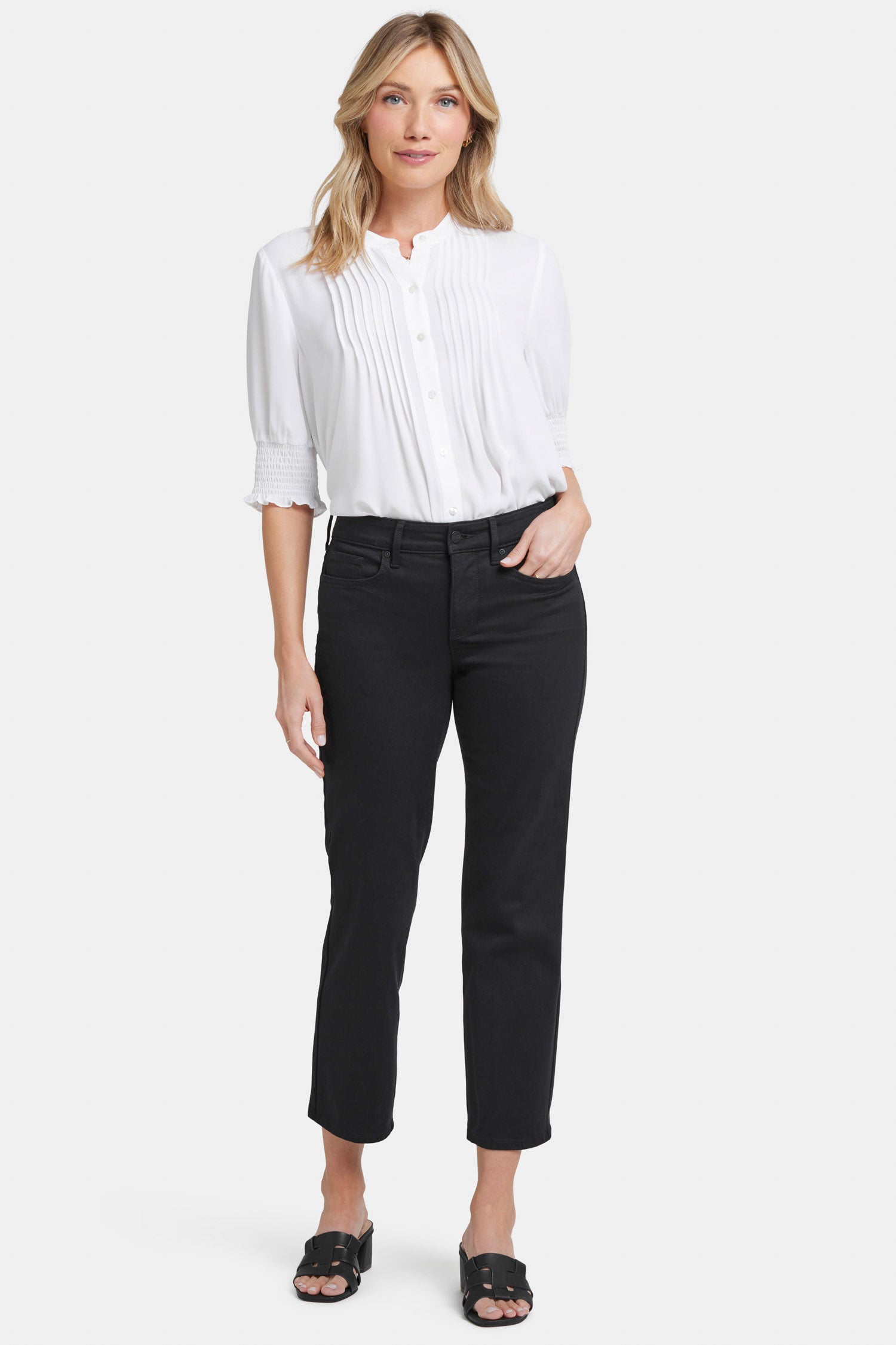 NYDJ Marilyn Straight Ankle Jeans  - Black