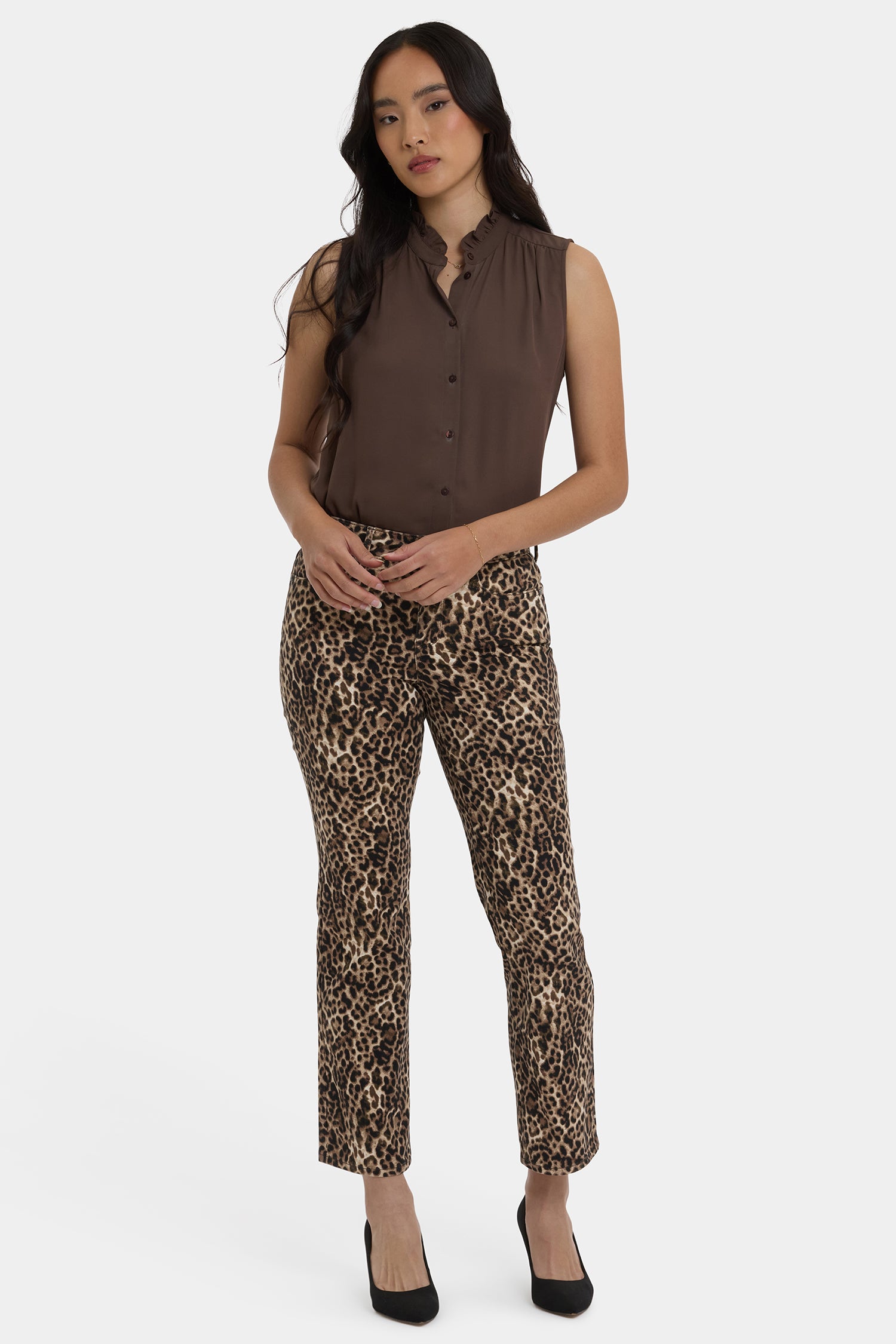 NYDJ Marilyn Straight Ankle Jeans In Leopard Print Denim - Savanna Leopard