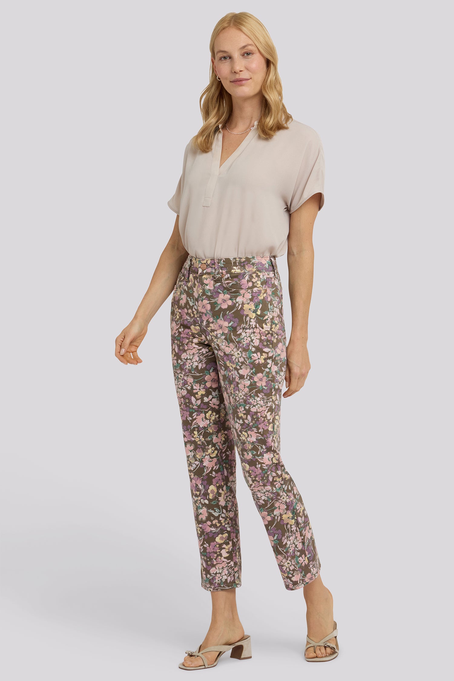NYDJ Marilyn Straight Ankle Jeans With High Rise - Earth Blooms