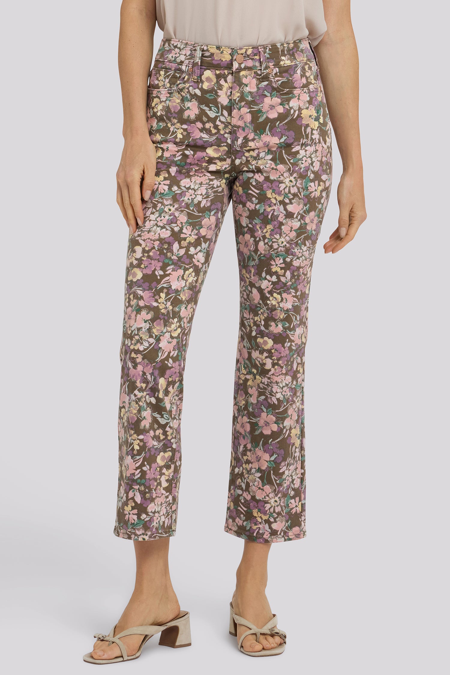 NYDJ Marilyn Straight Ankle Jeans With High Rise - Earth Blooms
