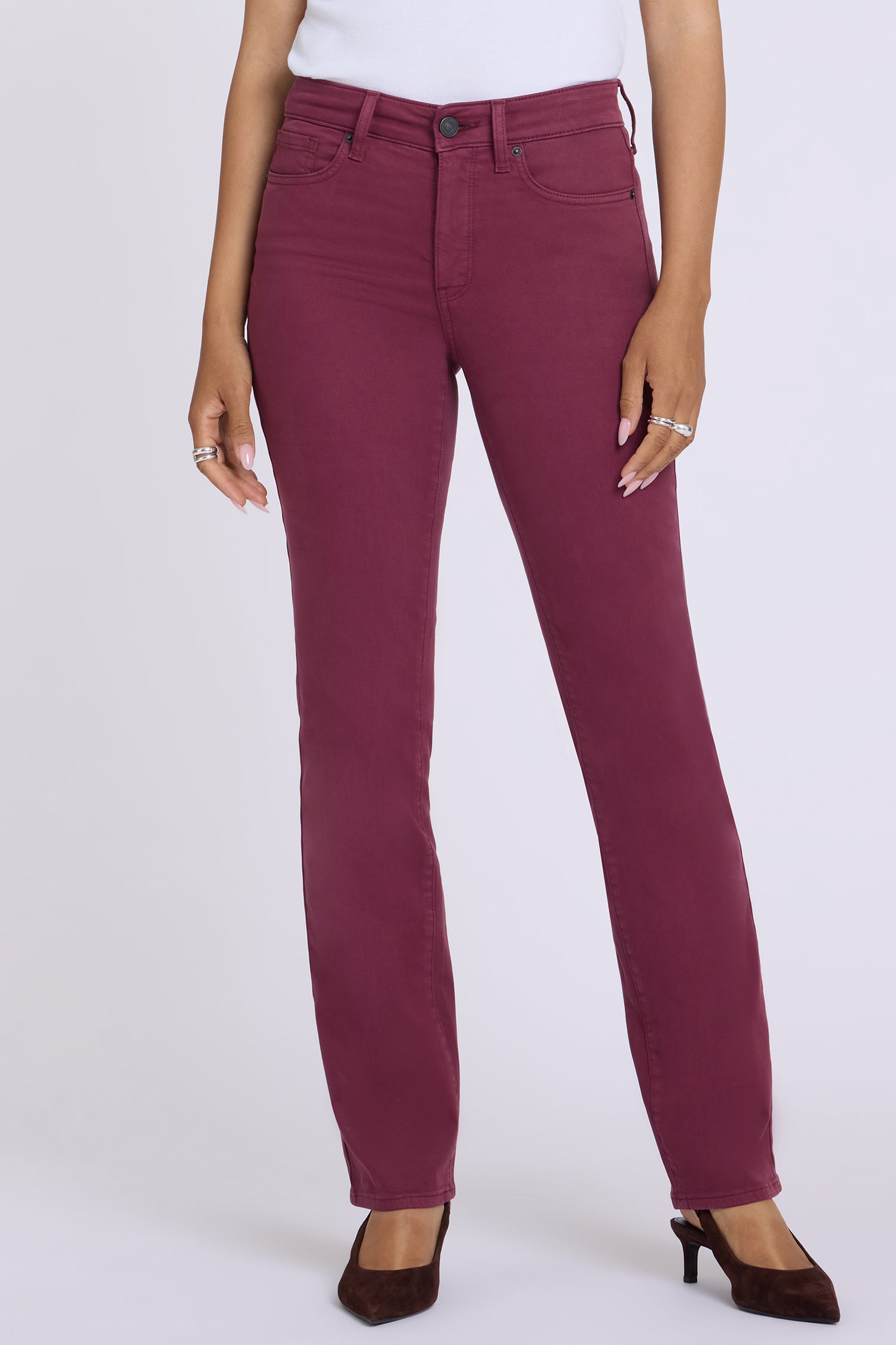 NYDJ Marilyn Straight Jeans In Tall With 34" Inseam - True Burgundy