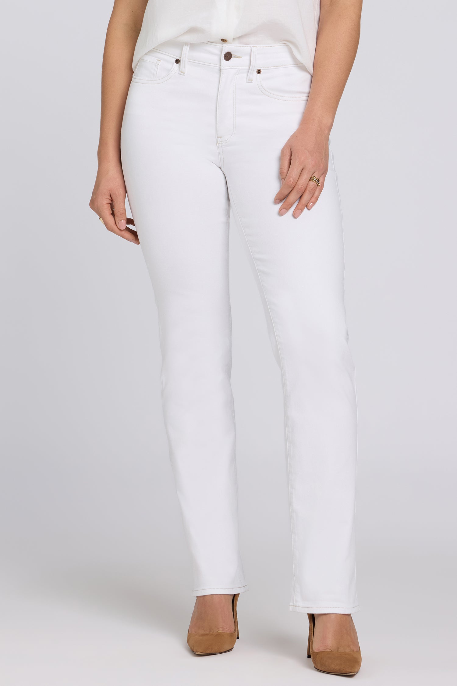 NYDJ Marilyn Straight Jeans In Tall With Contrast Stitching And 34