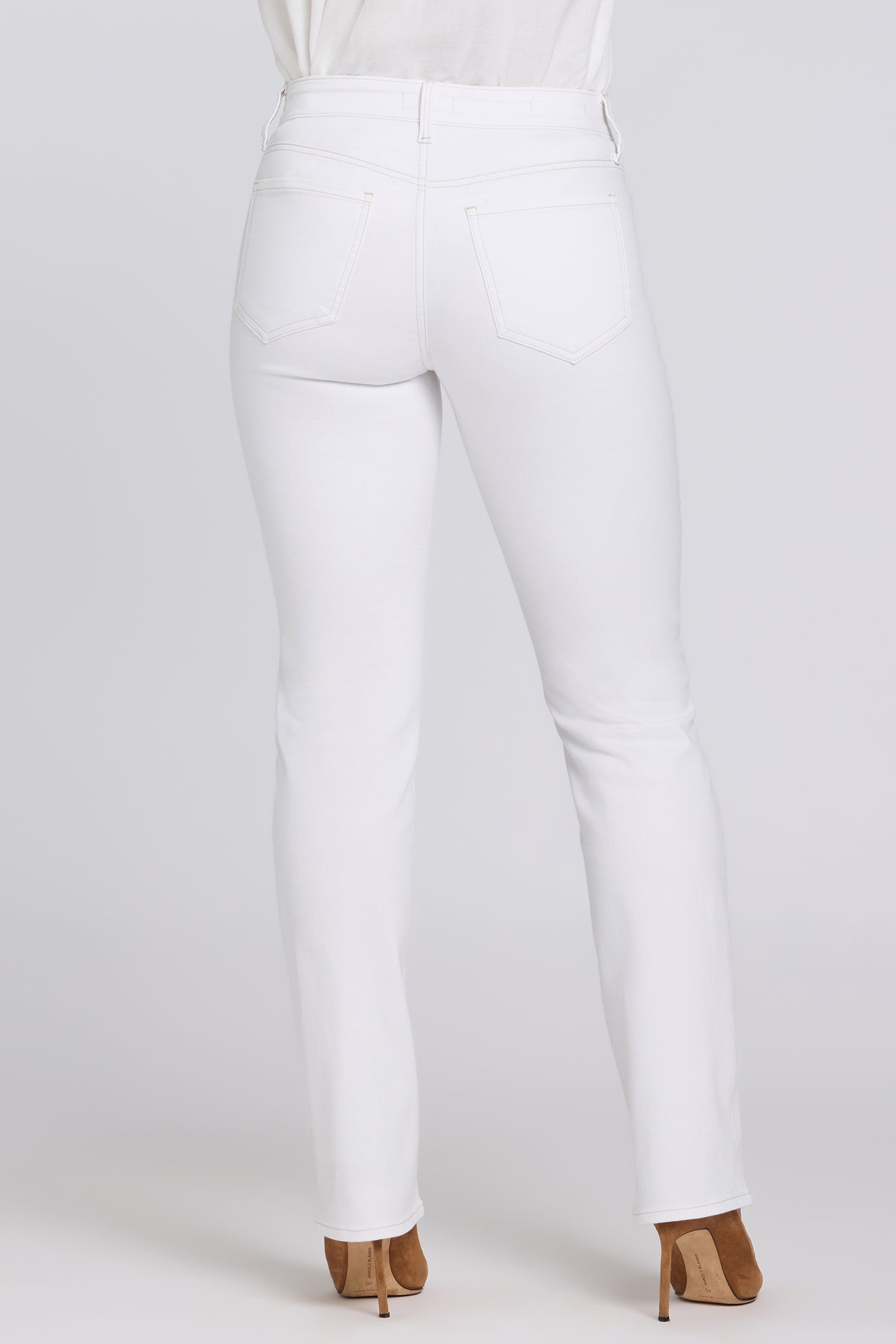 NYDJ Marilyn Straight Jeans With Contrast Stitching - Optic White